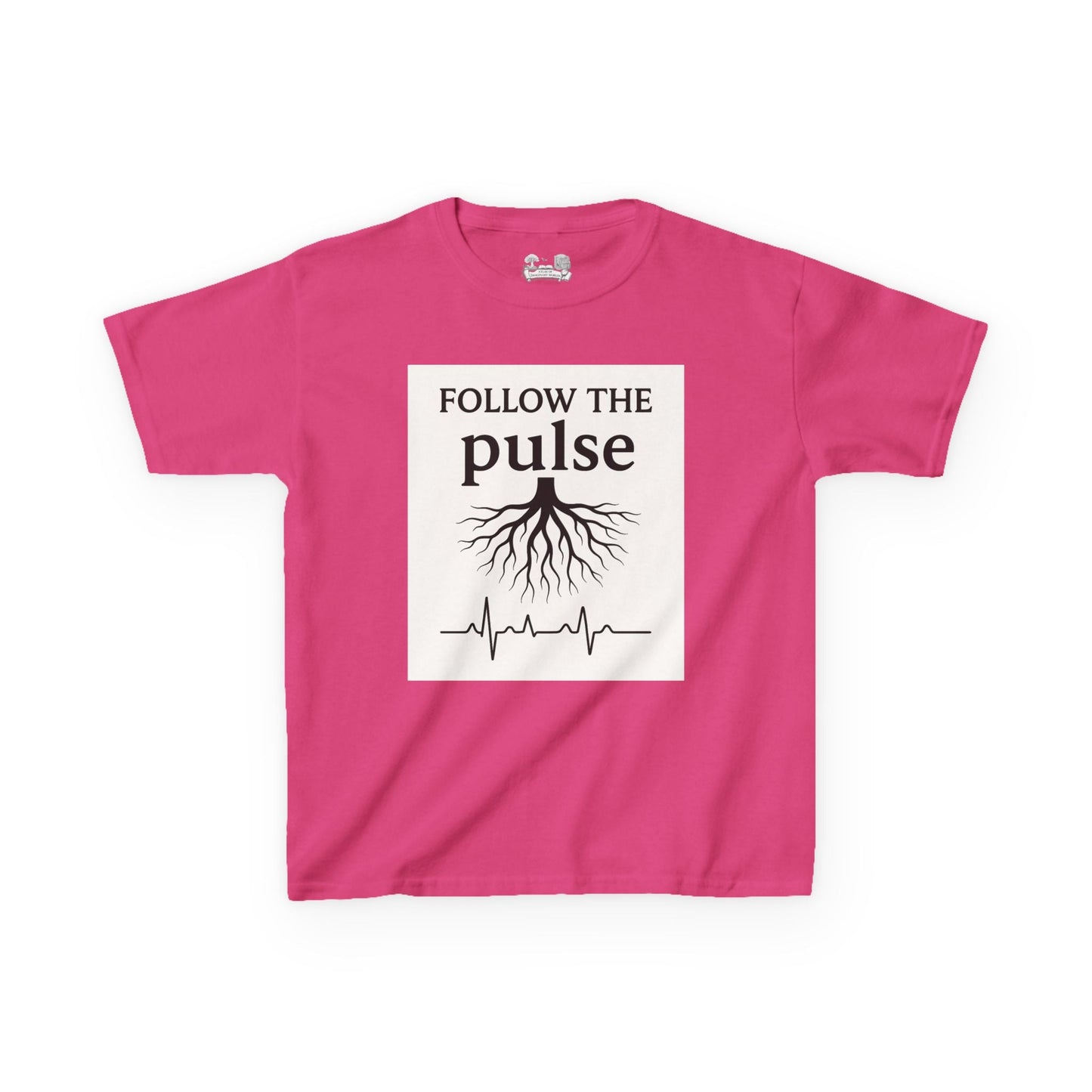 Kids T-Shirt — "Follow the Pulse" Tree Roots & Heartbeat Graphic - Atlas of Imaginary Worlds