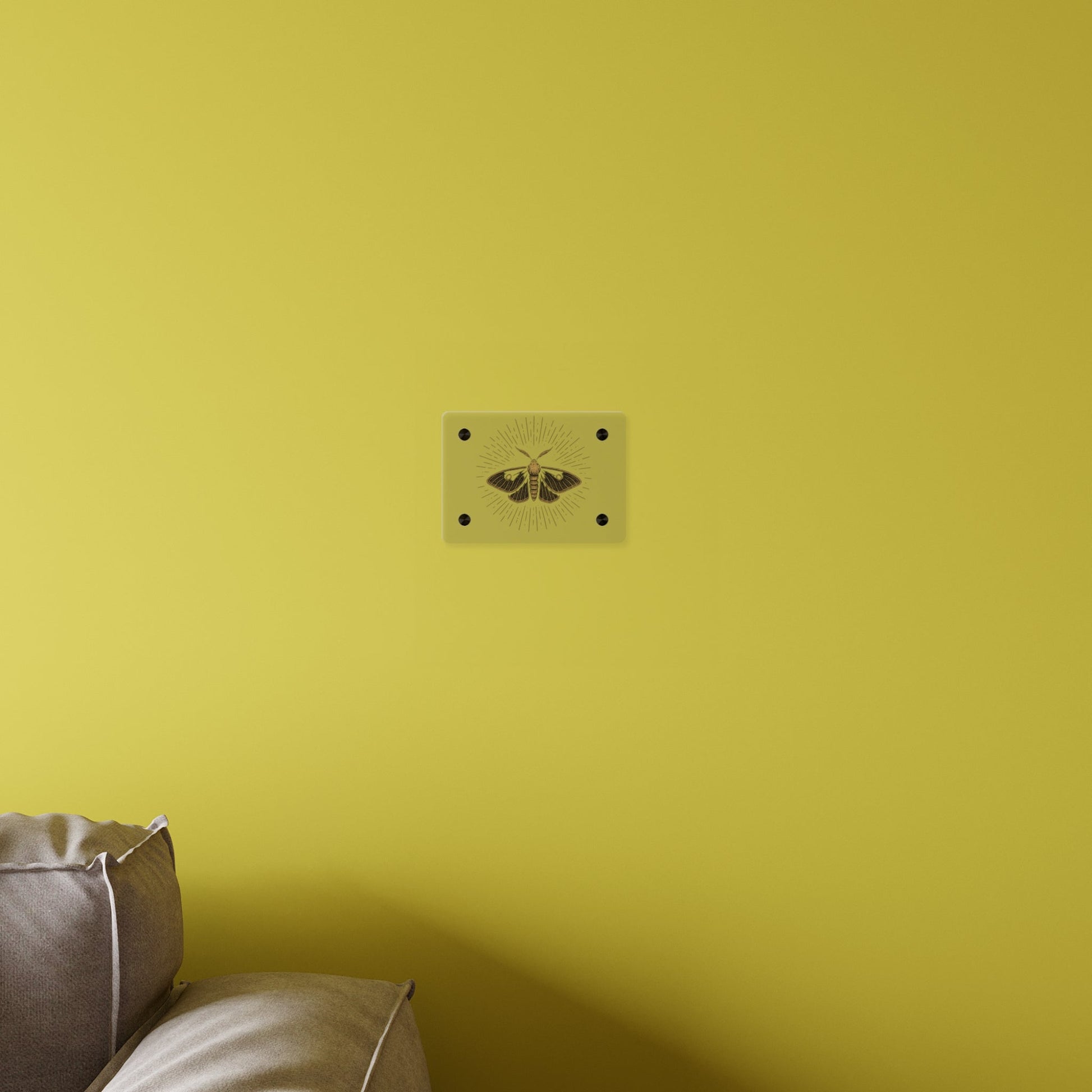 Lumen Gold Moth Acrylic Wall Art Panel — Minimalist Botanical - Inspired Home Décor - Atlas of Imaginary Worlds