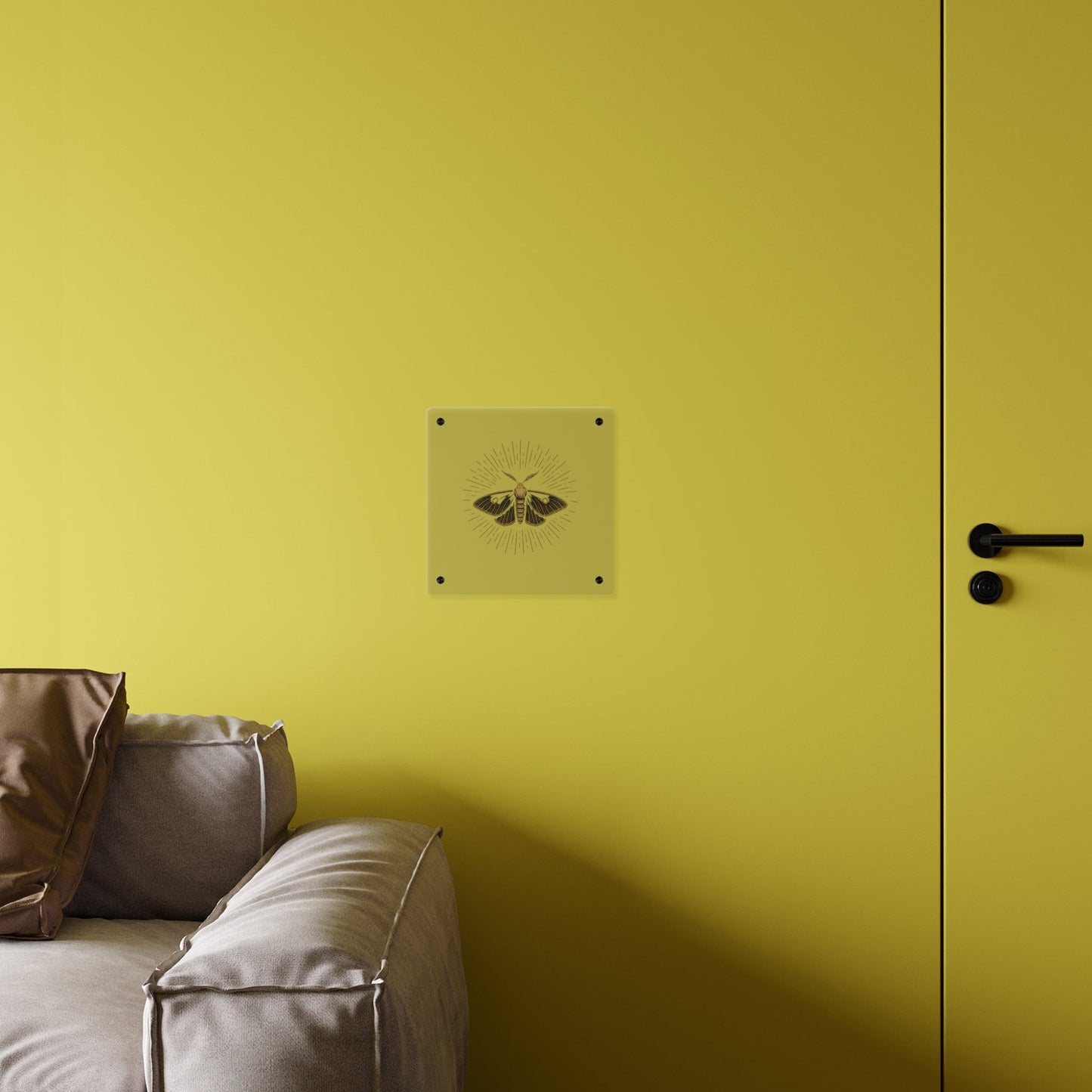 Lumen Gold Moth Acrylic Wall Art Panel — Minimalist Botanical - Inspired Home Décor - Atlas of Imaginary Worlds