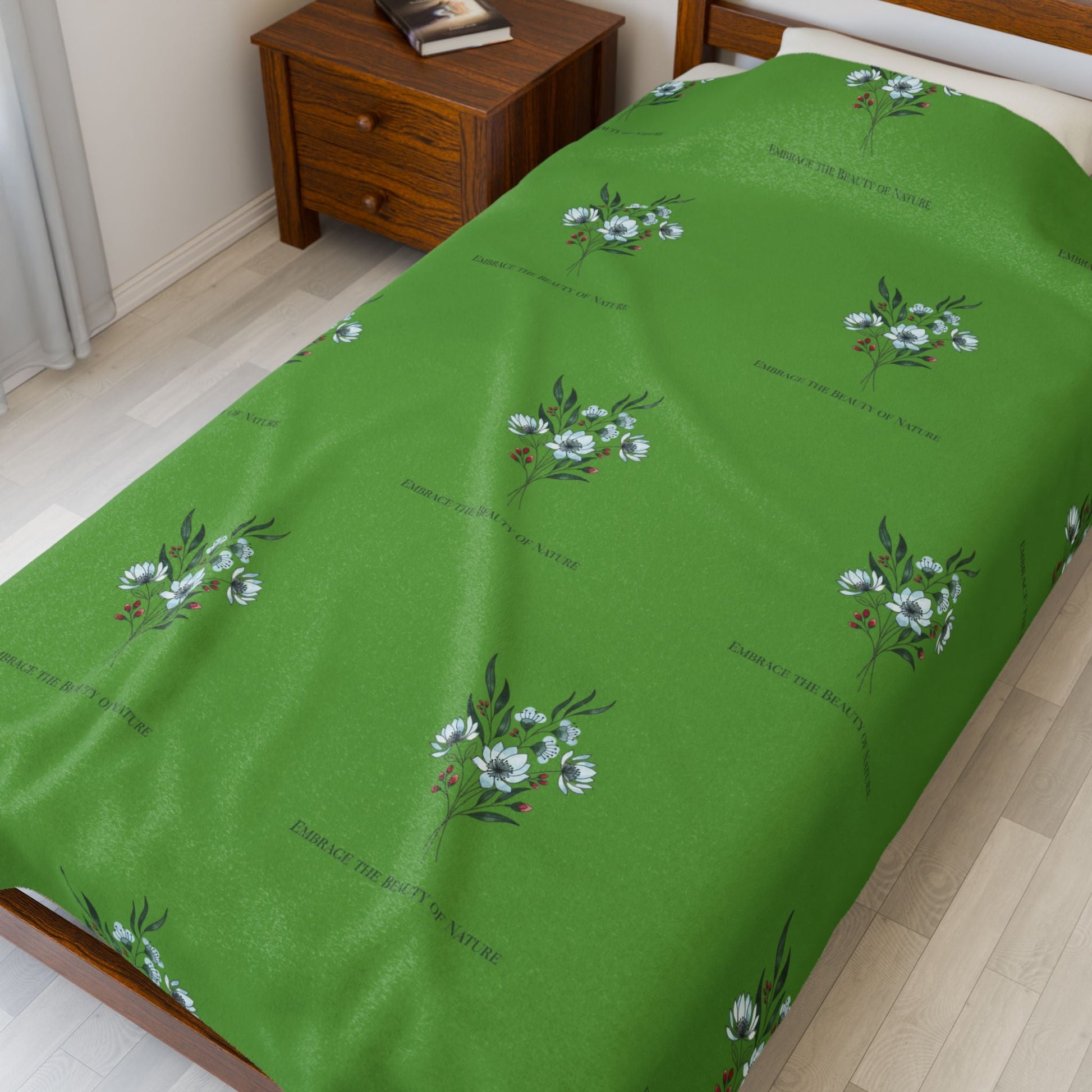 Minimal Winter Floral Bouquet Velveteen Blanket | botanical pine branch design - Atlas of Imaginary Worlds