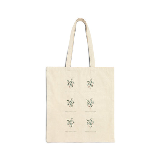 Minimal Winter Floral Tote | pine branch wreath botanical canvas - Atlas of Imaginary Worlds