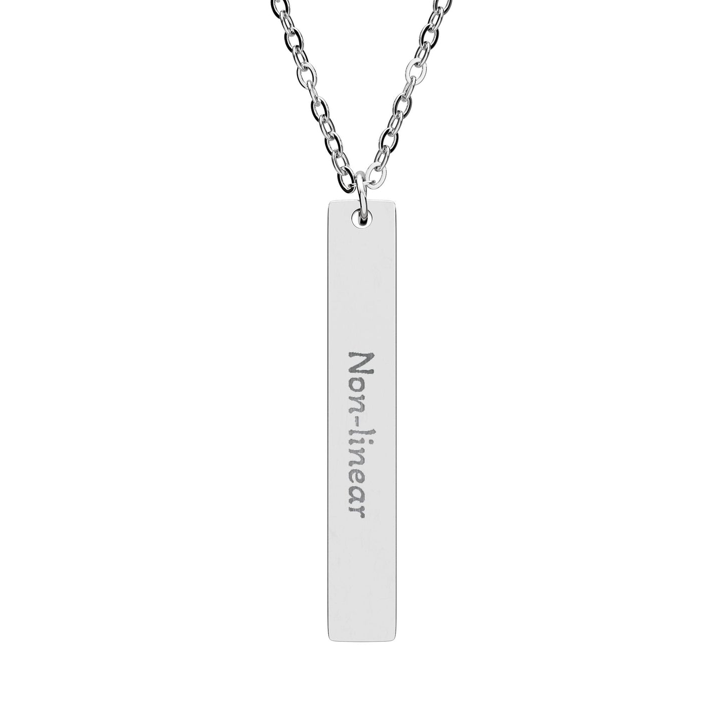 'Non - linear' - Engraved Vertical Bar Necklace - Atlas of Imaginary Worlds