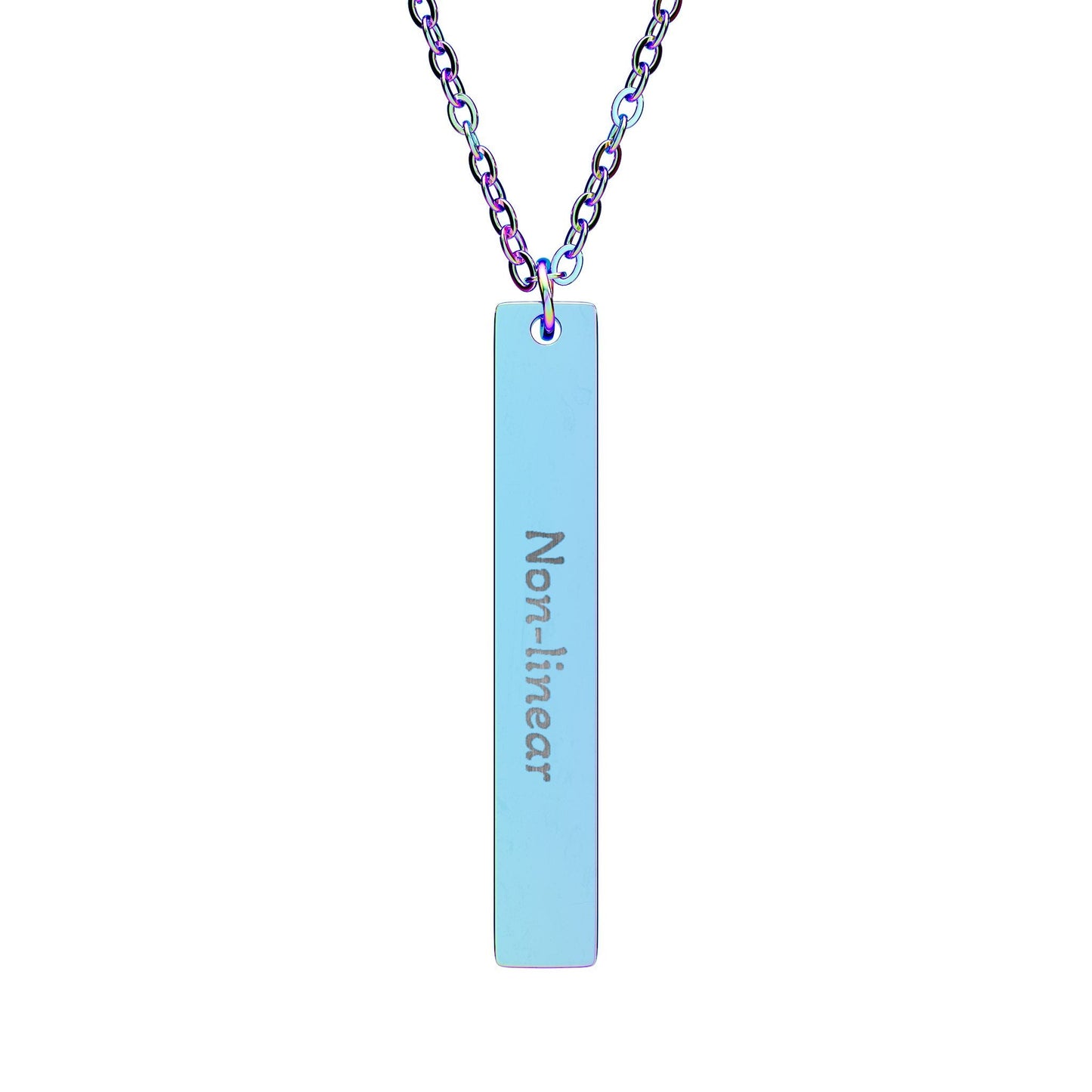 'Non - linear' - Engraved Vertical Bar Necklace - Atlas of Imaginary Worlds