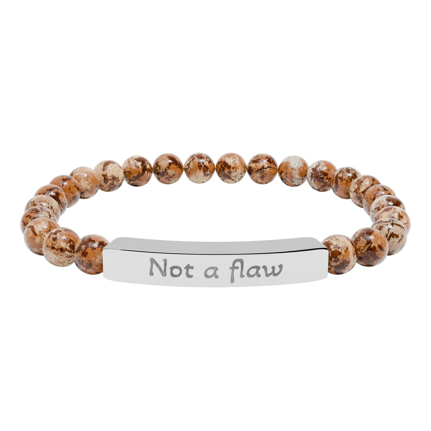 'Not a flaw' - Engraved Natural Stone Bar Bracelet - Atlas of Imaginary Worlds