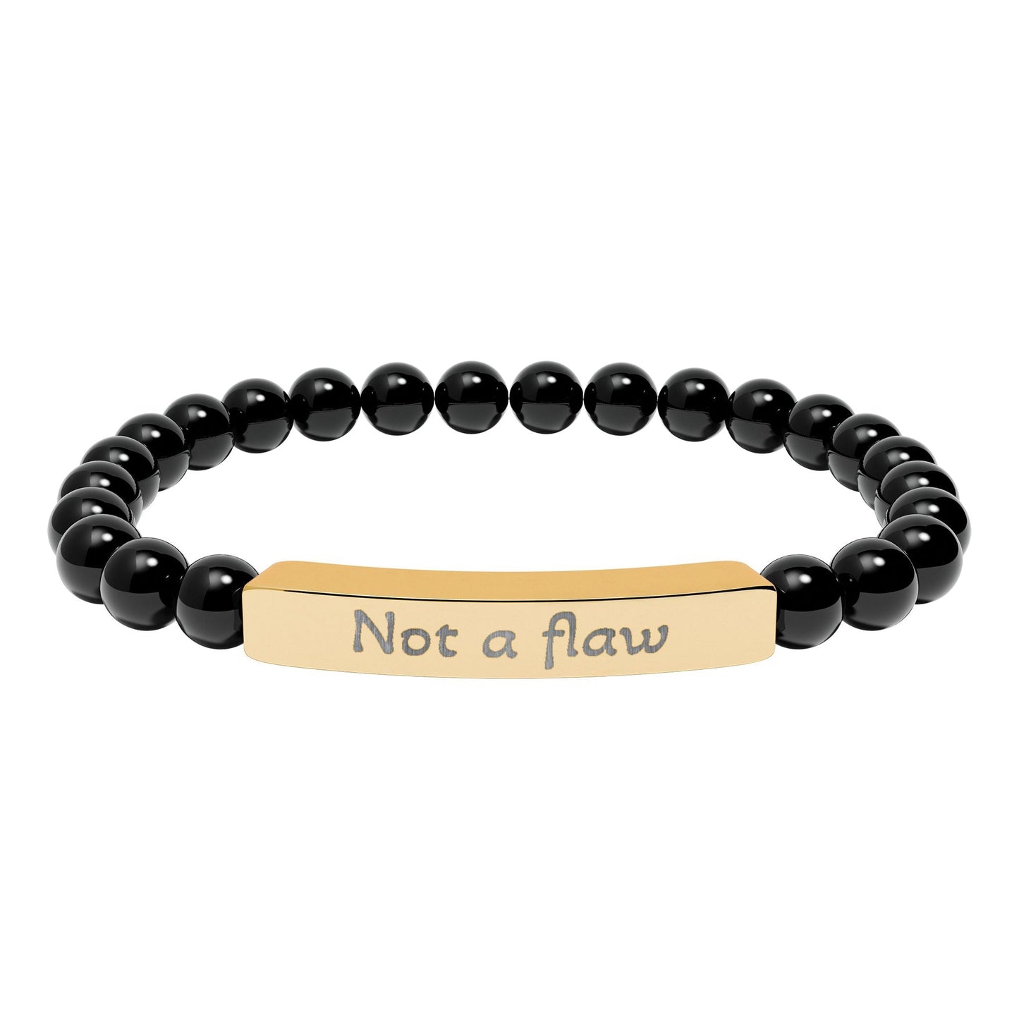 'Not a flaw' - Engraved Natural Stone Bar Bracelet - Atlas of Imaginary Worlds