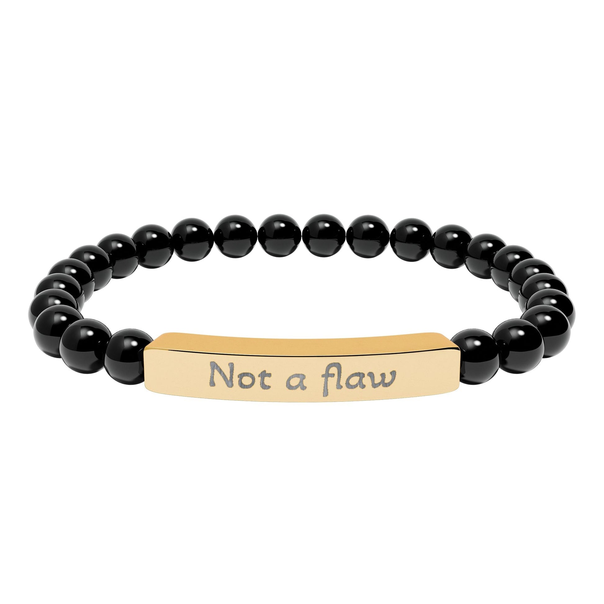 'Not a flaw' - Engraved Natural Stone Bar Bracelet - Atlas of Imaginary Worlds