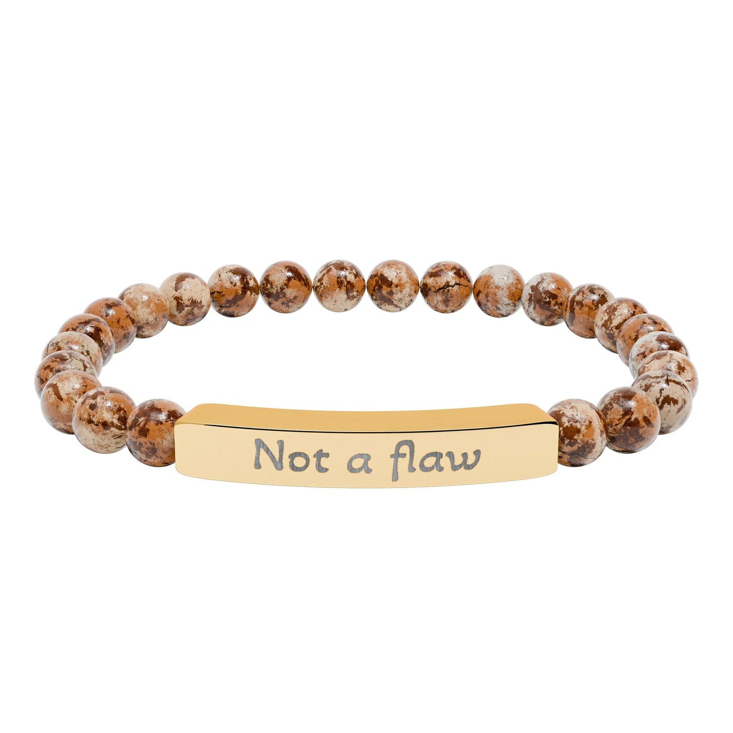 'Not a flaw' - Engraved Natural Stone Bar Bracelet - Atlas of Imaginary Worlds
