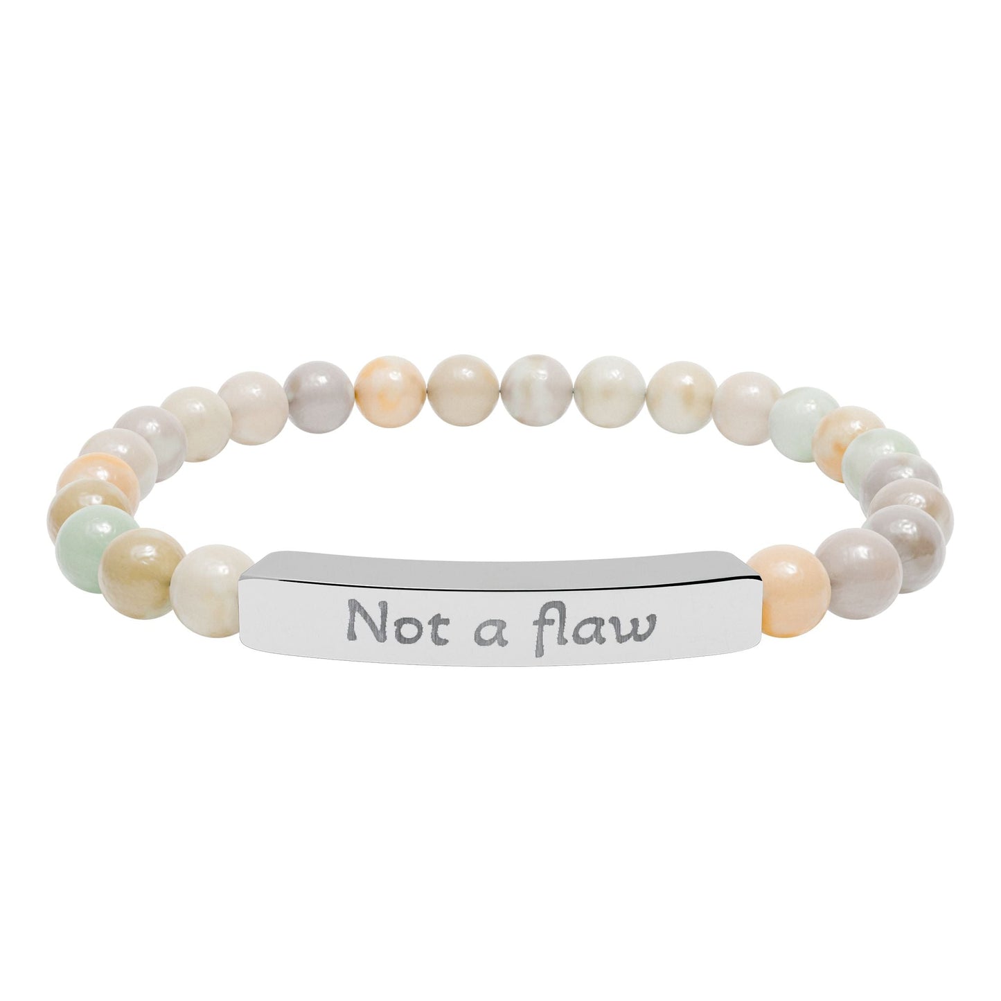 'Not a flaw' - Engraved Natural Stone Bar Bracelet - Atlas of Imaginary Worlds
