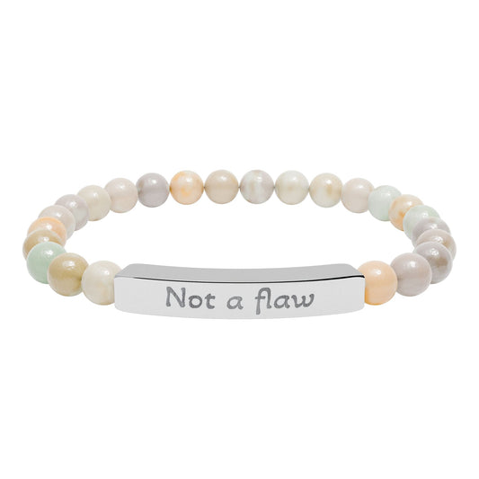 'Not a flaw' - Engraved Natural Stone Bar Bracelet - Atlas of Imaginary Worlds