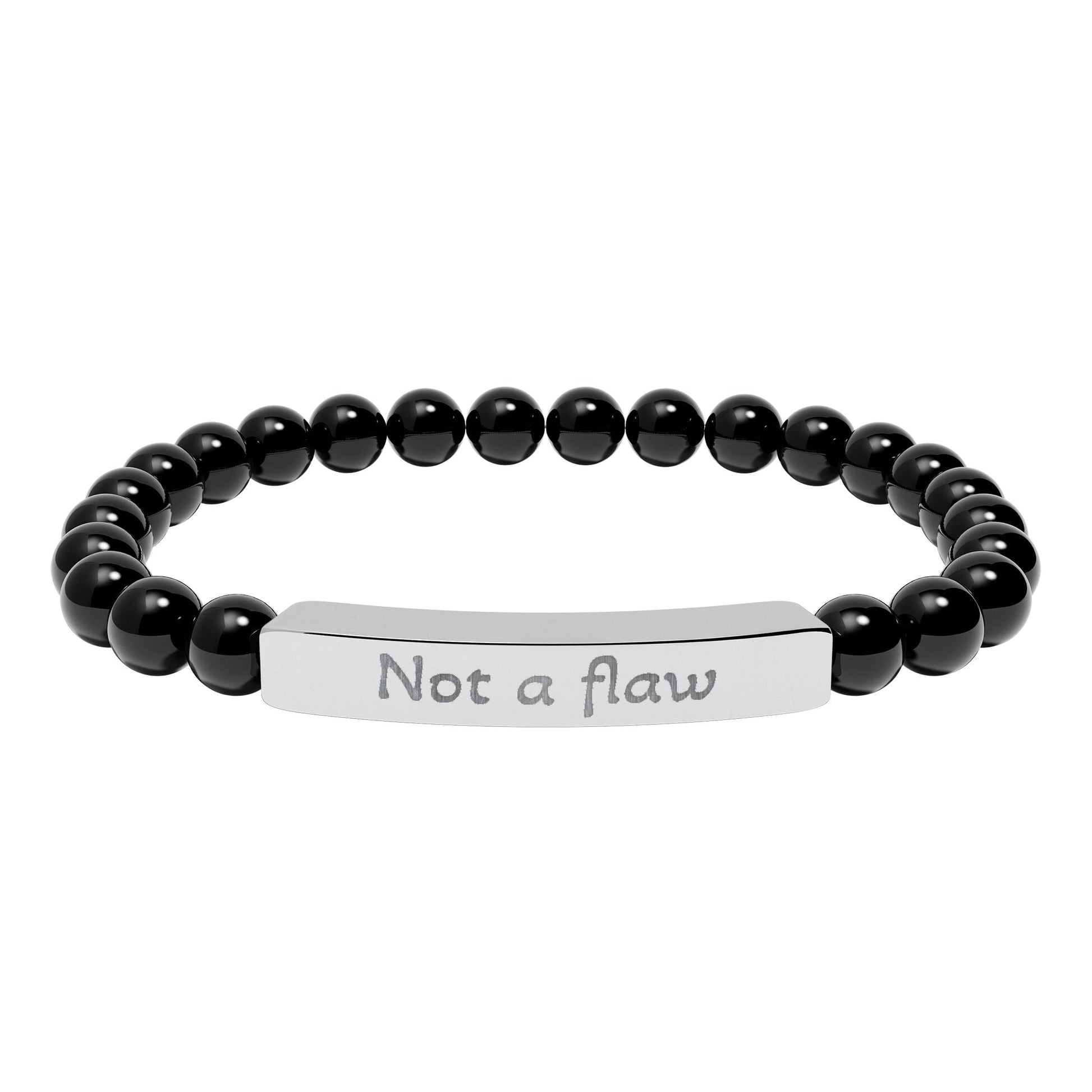 'Not a flaw' - Engraved Natural Stone Bar Bracelet - Atlas of Imaginary Worlds