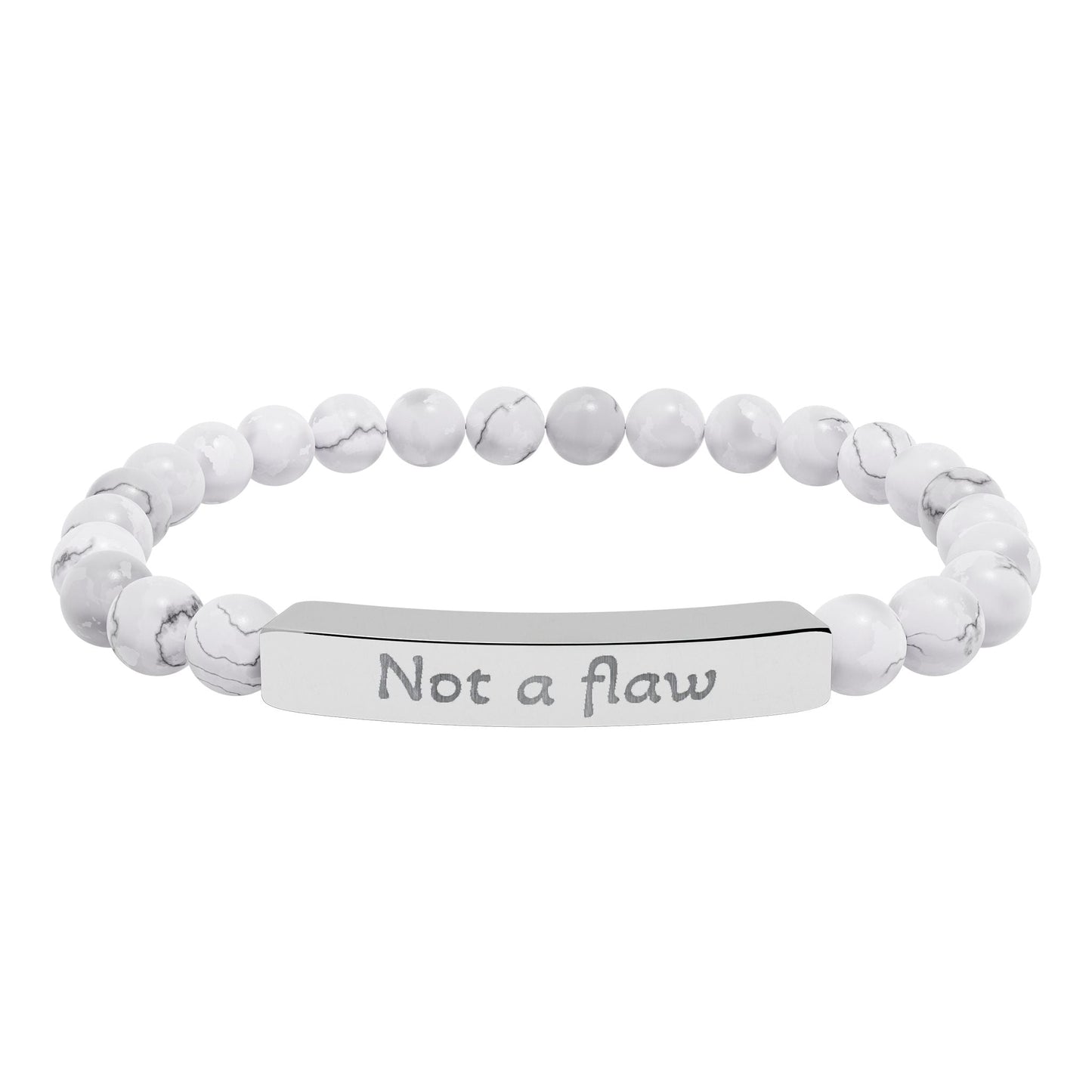 'Not a flaw' - Engraved Natural Stone Bar Bracelet - Atlas of Imaginary Worlds