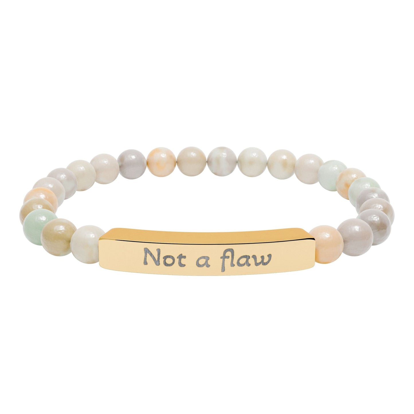 'Not a flaw' - Engraved Natural Stone Bar Bracelet - Atlas of Imaginary Worlds