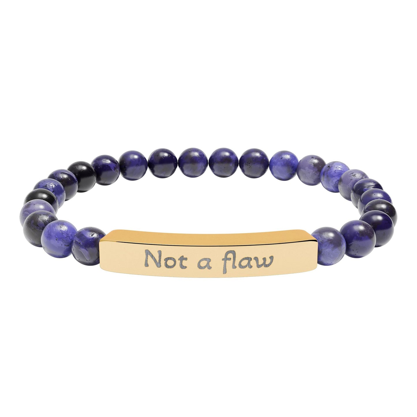 'Not a flaw' - Engraved Natural Stone Bar Bracelet - Atlas of Imaginary Worlds