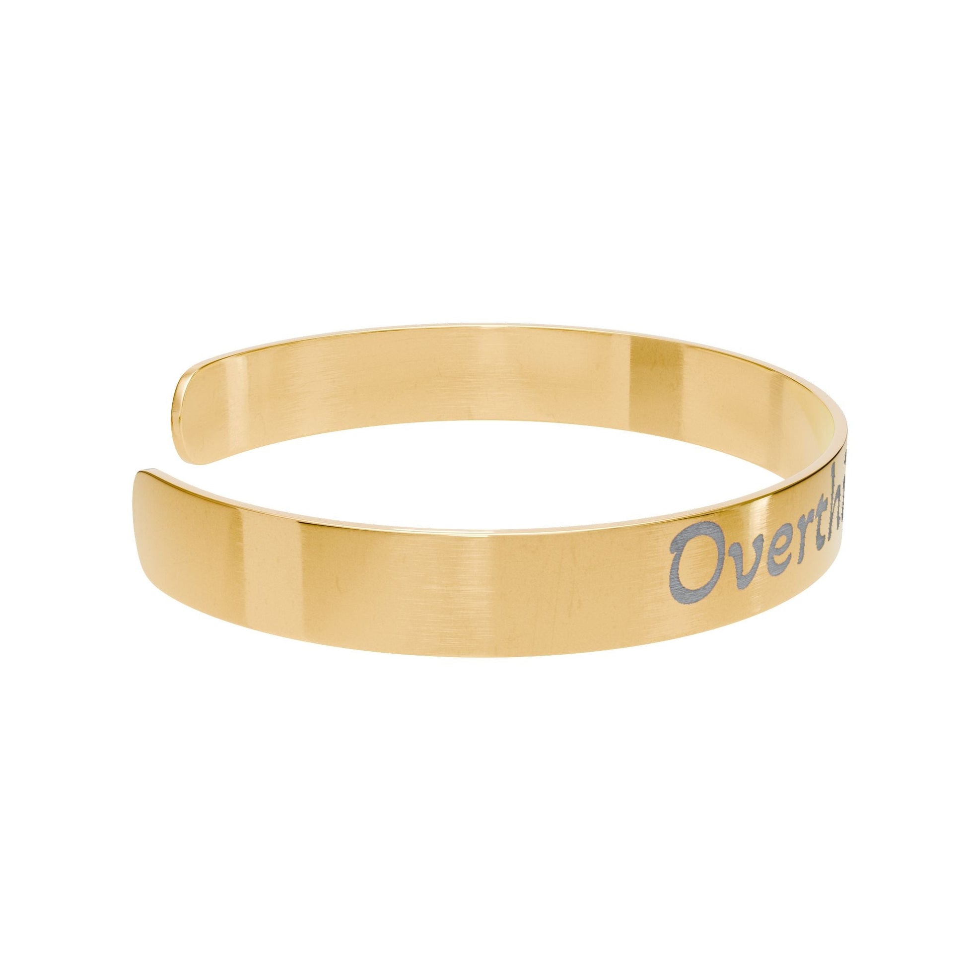 "Overthinking club" - Gold Engraved Cuff Bracelet - Atlas of Imaginary Worlds