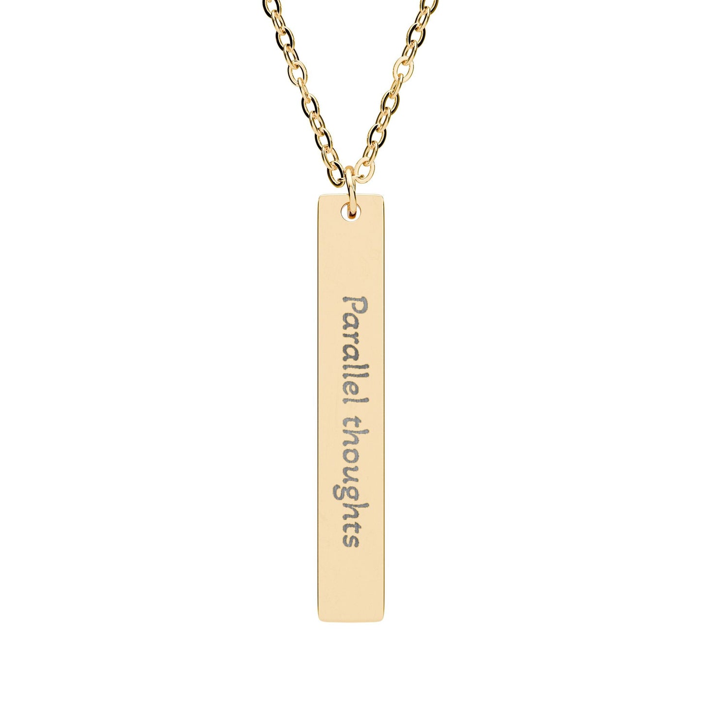 'Parallel thoughts' - Engraved Vertical Bar Necklace - Atlas of Imaginary Worlds