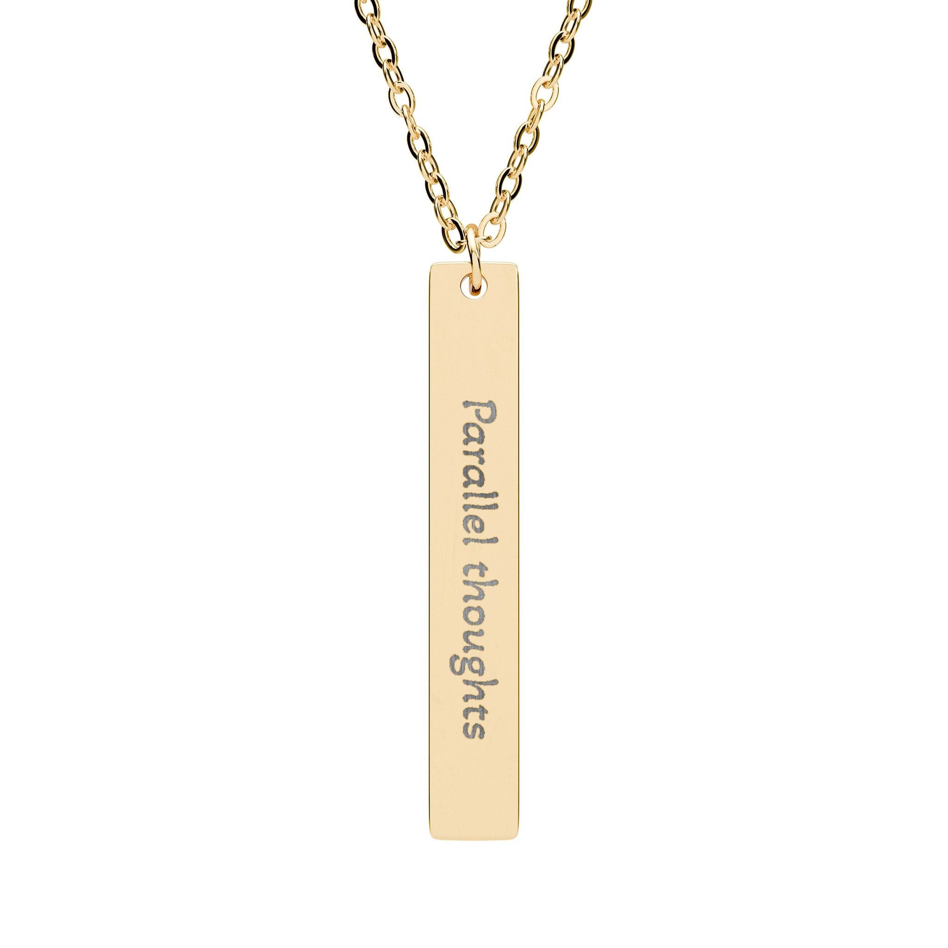 'Parallel thoughts' - Engraved Vertical Bar Necklace - Atlas of Imaginary Worlds
