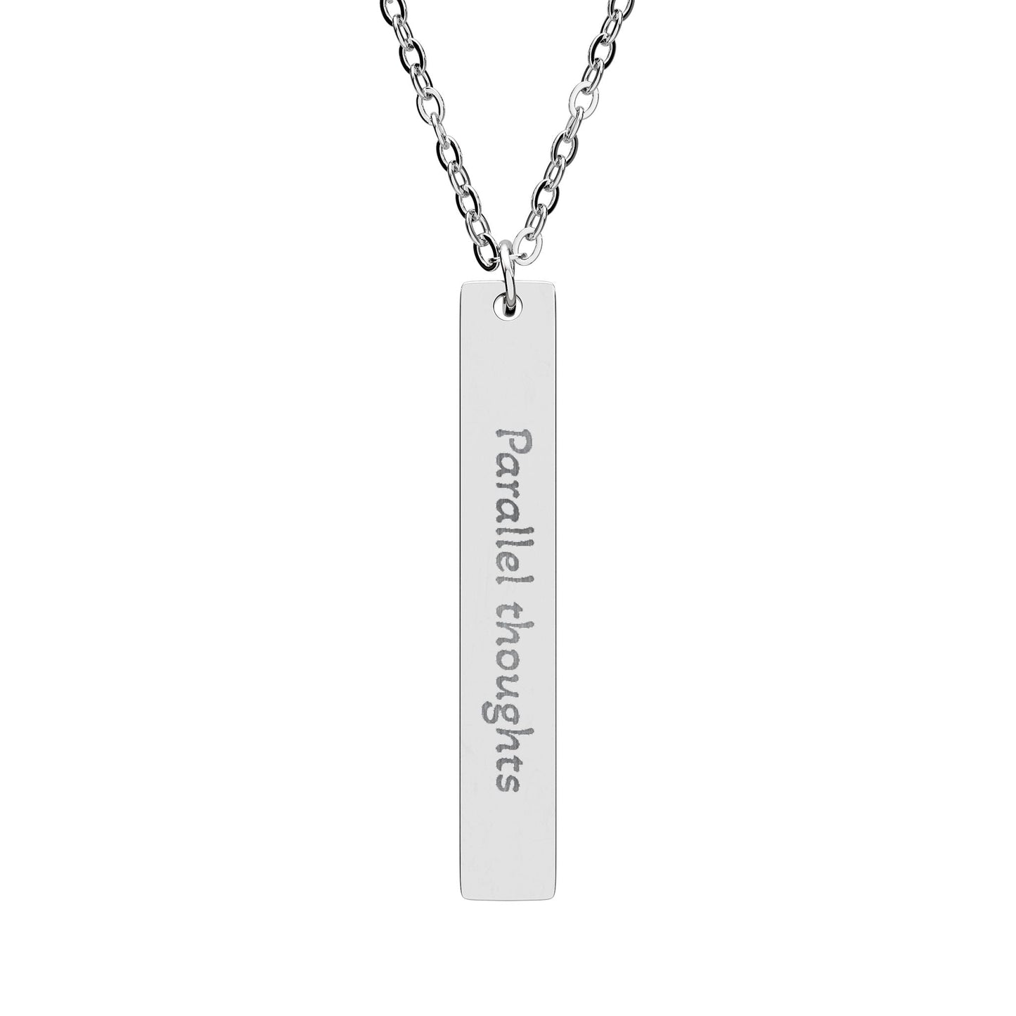 'Parallel thoughts' - Engraved Vertical Bar Necklace - Atlas of Imaginary Worlds