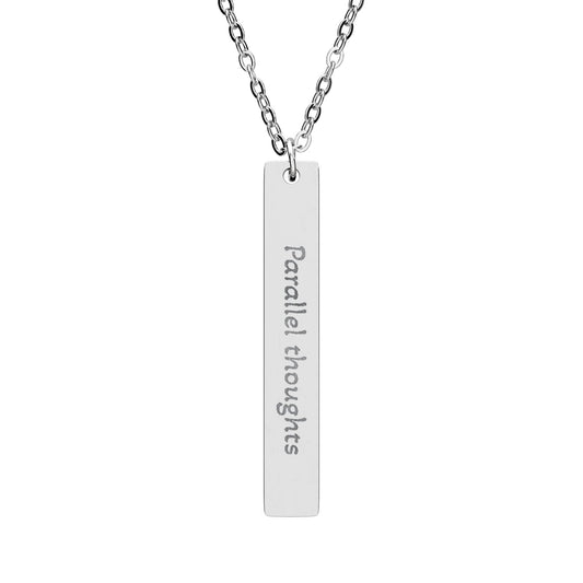 'Parallel thoughts' - Engraved Vertical Bar Necklace - Atlas of Imaginary Worlds
