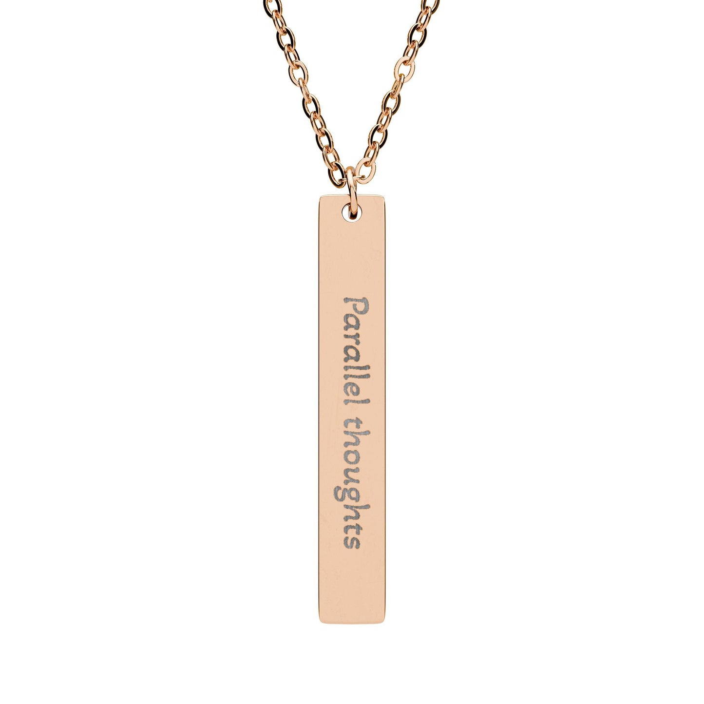 'Parallel thoughts' - Engraved Vertical Bar Necklace - Atlas of Imaginary Worlds