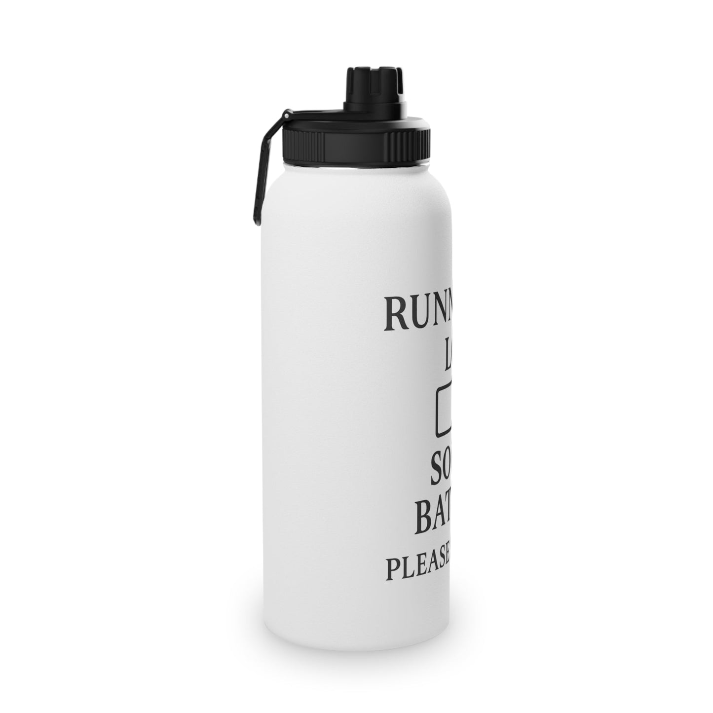Running on Low Social Battery Stainless Steel Water Bottle — Sports Lid - Atlas of Imaginary Worlds