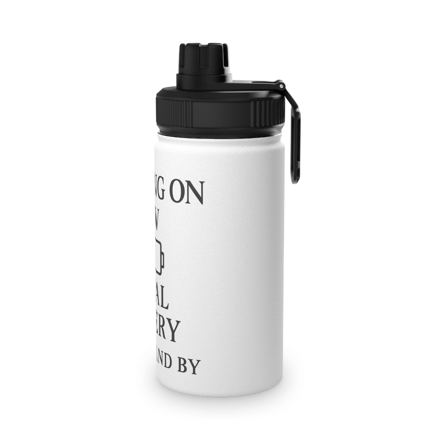 Running on Low Social Battery Stainless Steel Water Bottle — Sports Lid - Atlas of Imaginary Worlds