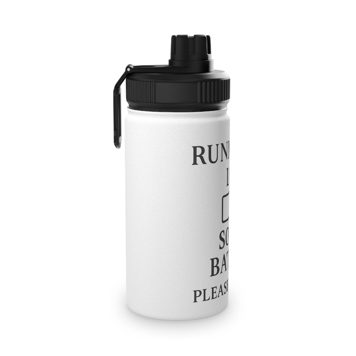 Running on Low Social Battery Stainless Steel Water Bottle — Sports Lid - Atlas of Imaginary Worlds