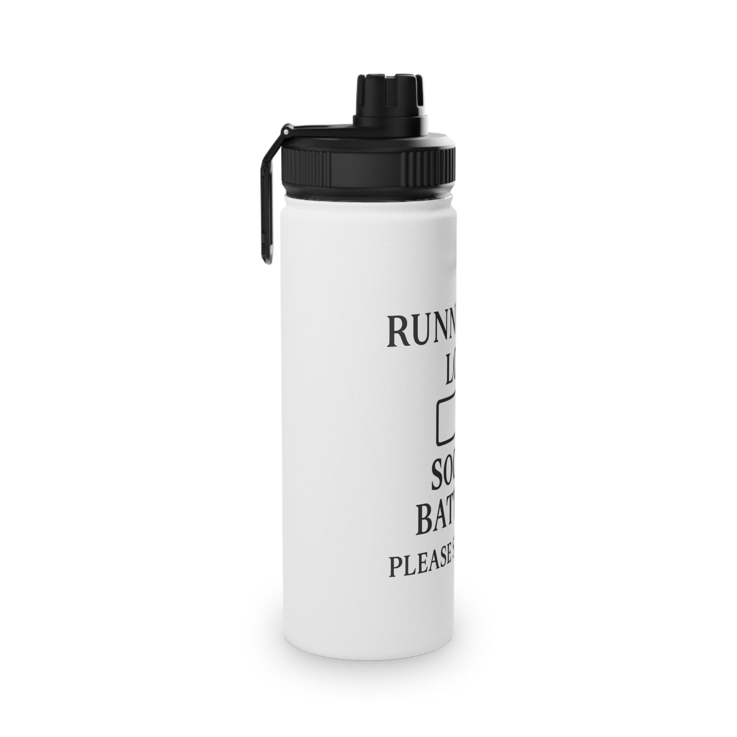 Running on Low Social Battery Stainless Steel Water Bottle — Sports Lid - Atlas of Imaginary Worlds