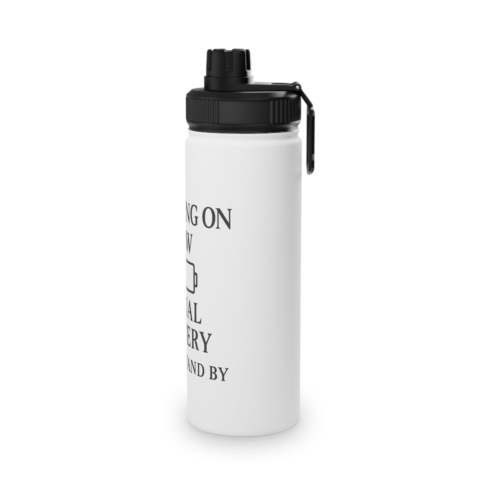 Running on Low Social Battery Stainless Steel Water Bottle — Sports Lid - Atlas of Imaginary Worlds