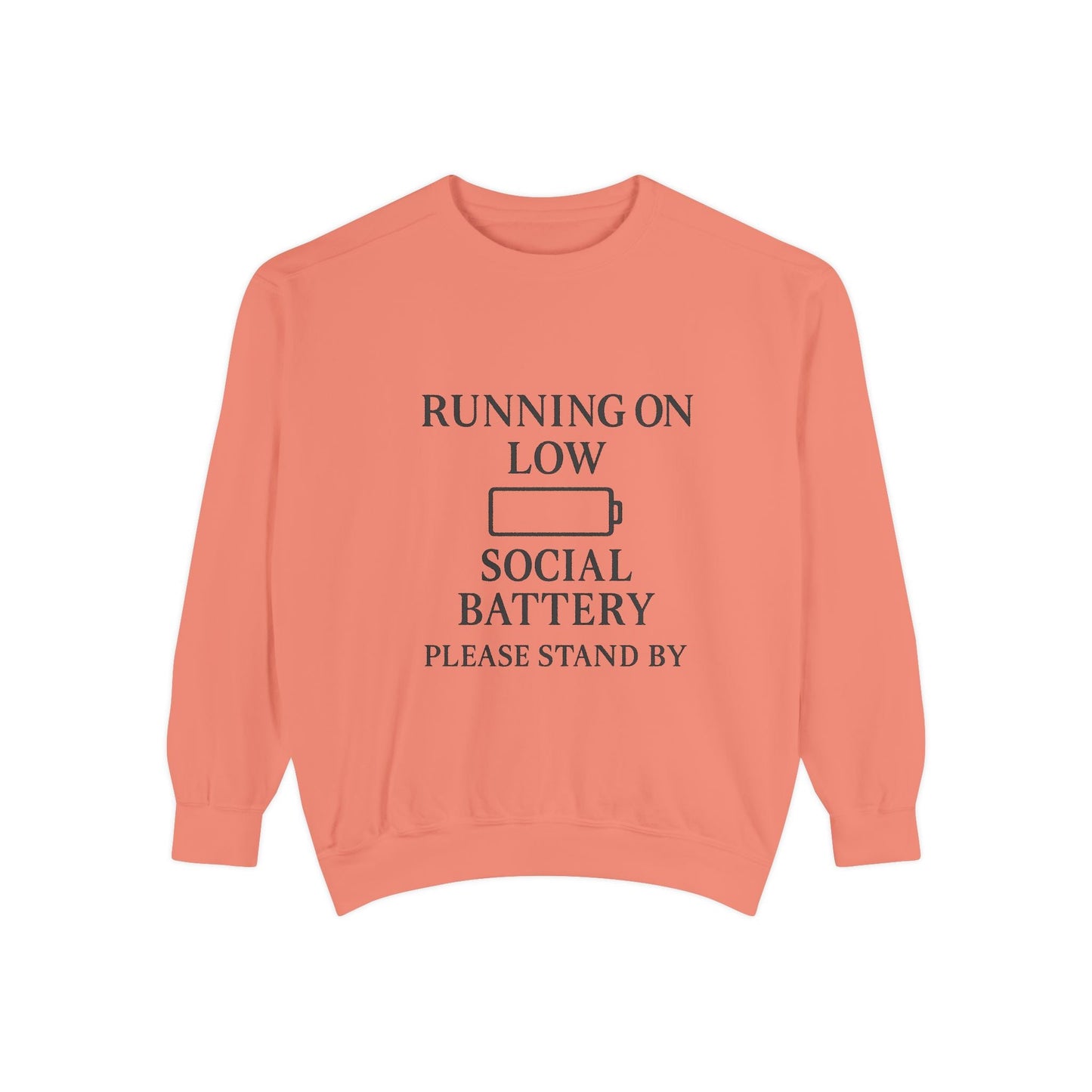 Running on Low Social Battery Sweatshirt — Funny Introvert Crewneck - Atlas of Imaginary Worlds