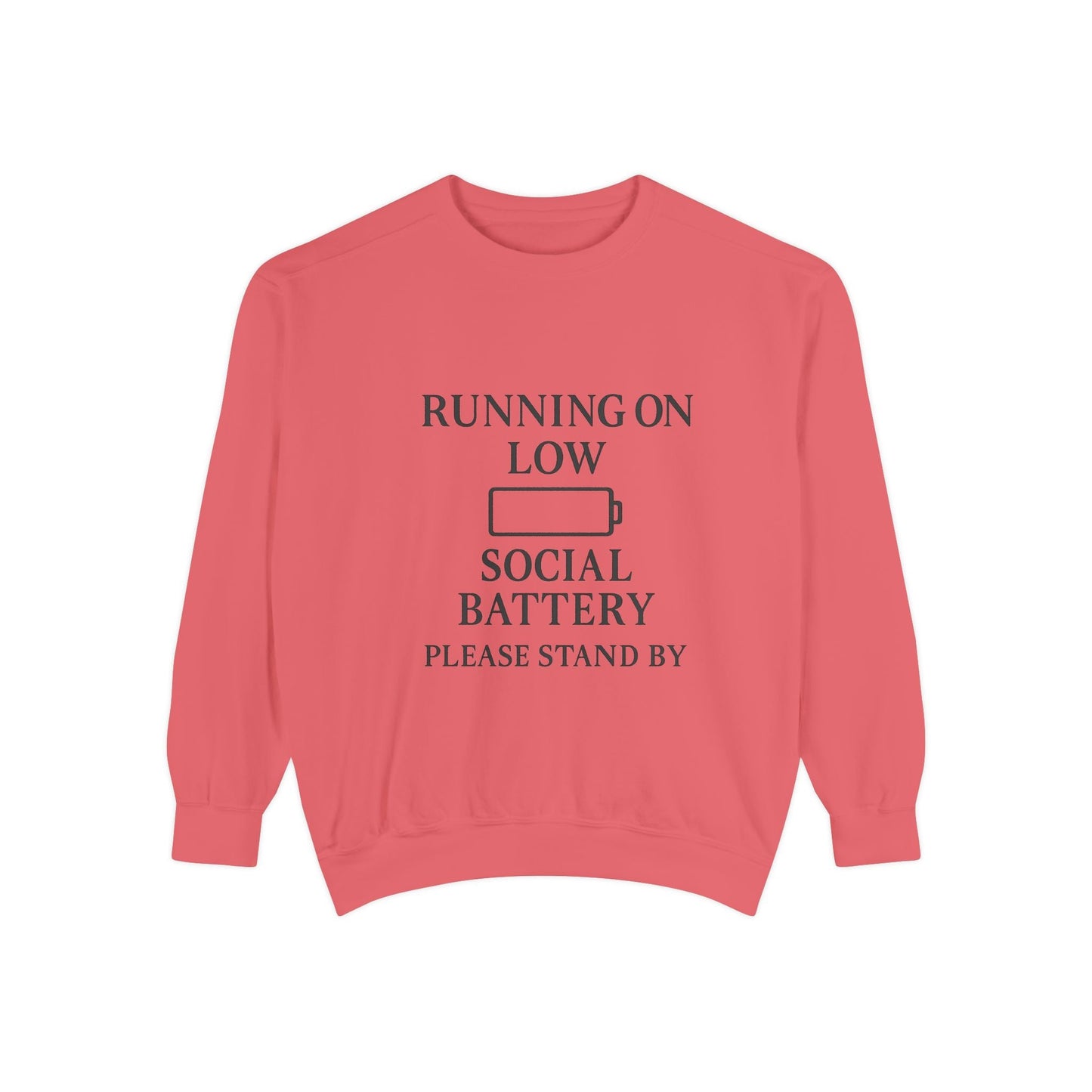 Running on Low Social Battery Sweatshirt — Funny Introvert Crewneck - Atlas of Imaginary Worlds