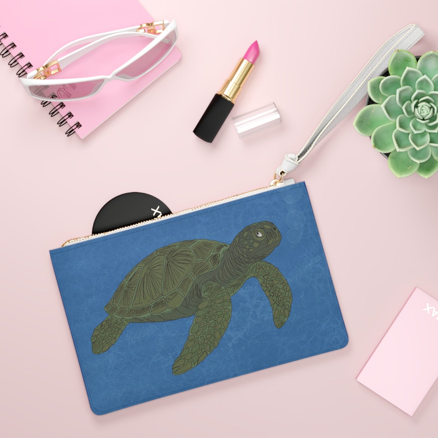 Sea Turtle Clutch Bag — Blue Ocean Wristlet Purse - Atlas of Imaginary Worlds