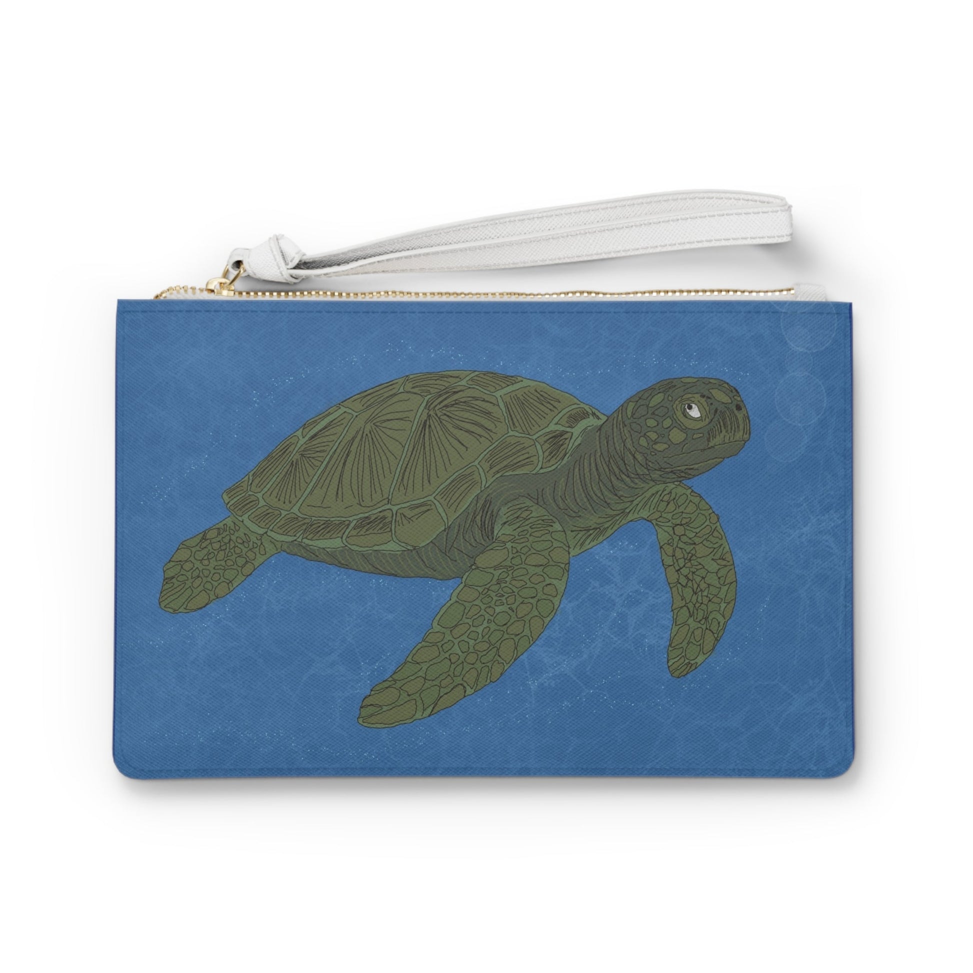 Sea Turtle Clutch Bag — Blue Ocean Wristlet Purse - Atlas of Imaginary Worlds