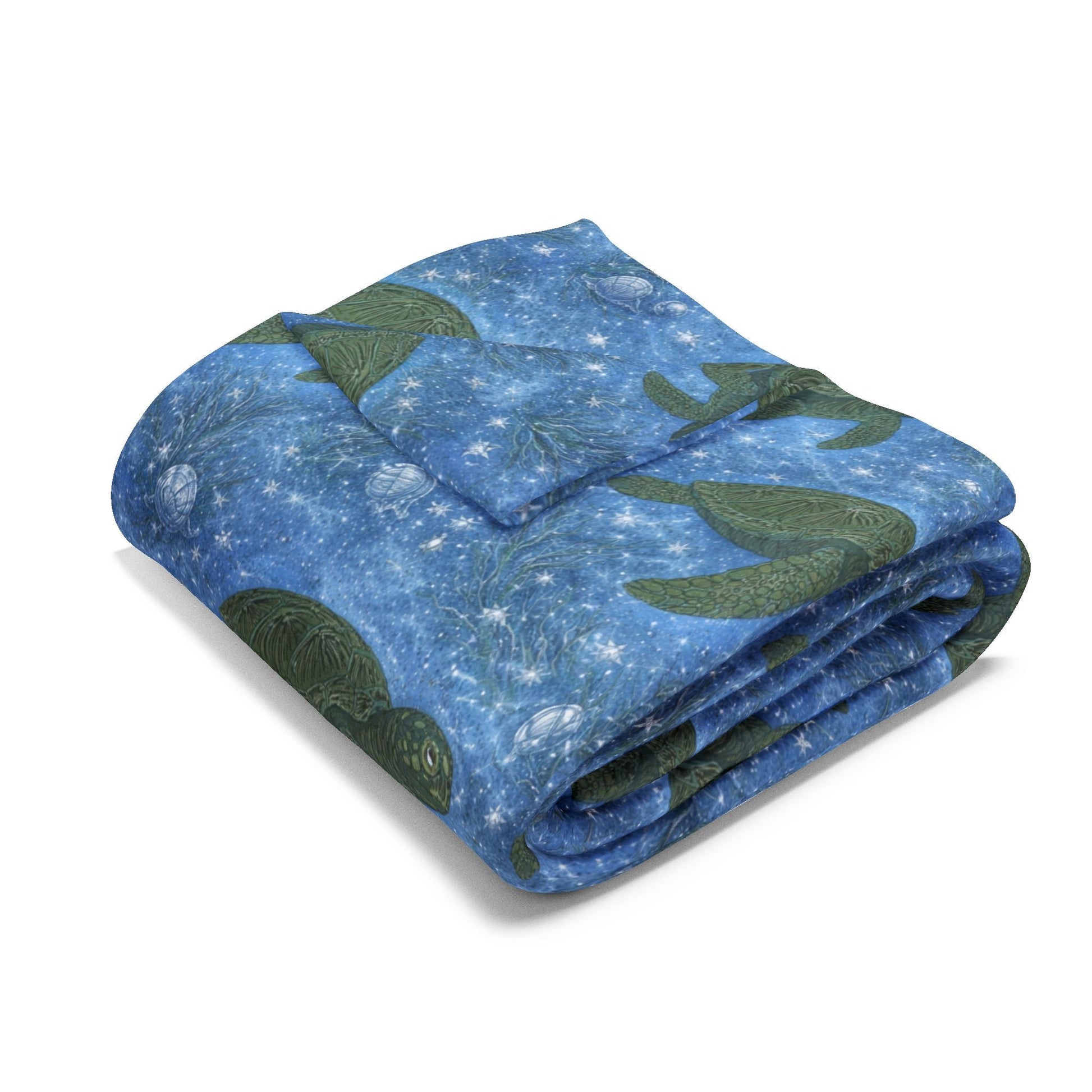 Sea Turtle Fleece Blanket — Ocean Blue Cozy Throw for Beach Lovers & Gifts - Atlas of Imaginary Worlds