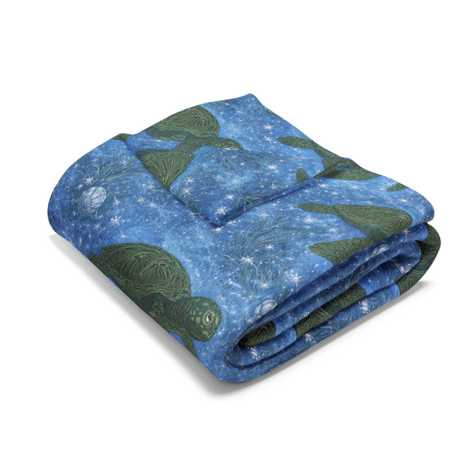 Sea Turtle Fleece Blanket — Ocean Blue Cozy Throw for Beach Lovers & Gifts - Atlas of Imaginary Worlds