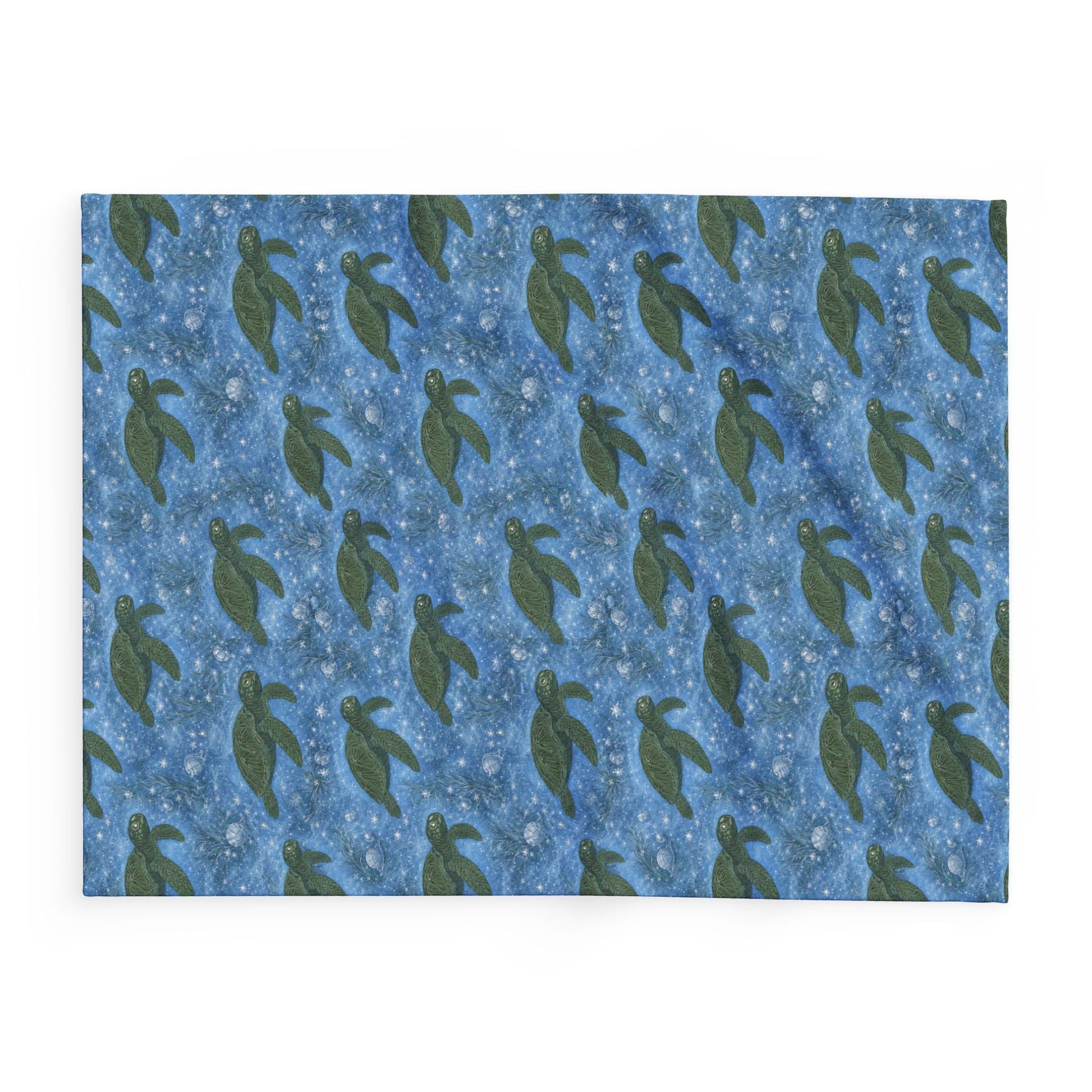 Sea Turtle Fleece Blanket — Ocean Blue Cozy Throw for Beach Lovers & Gifts - Atlas of Imaginary Worlds