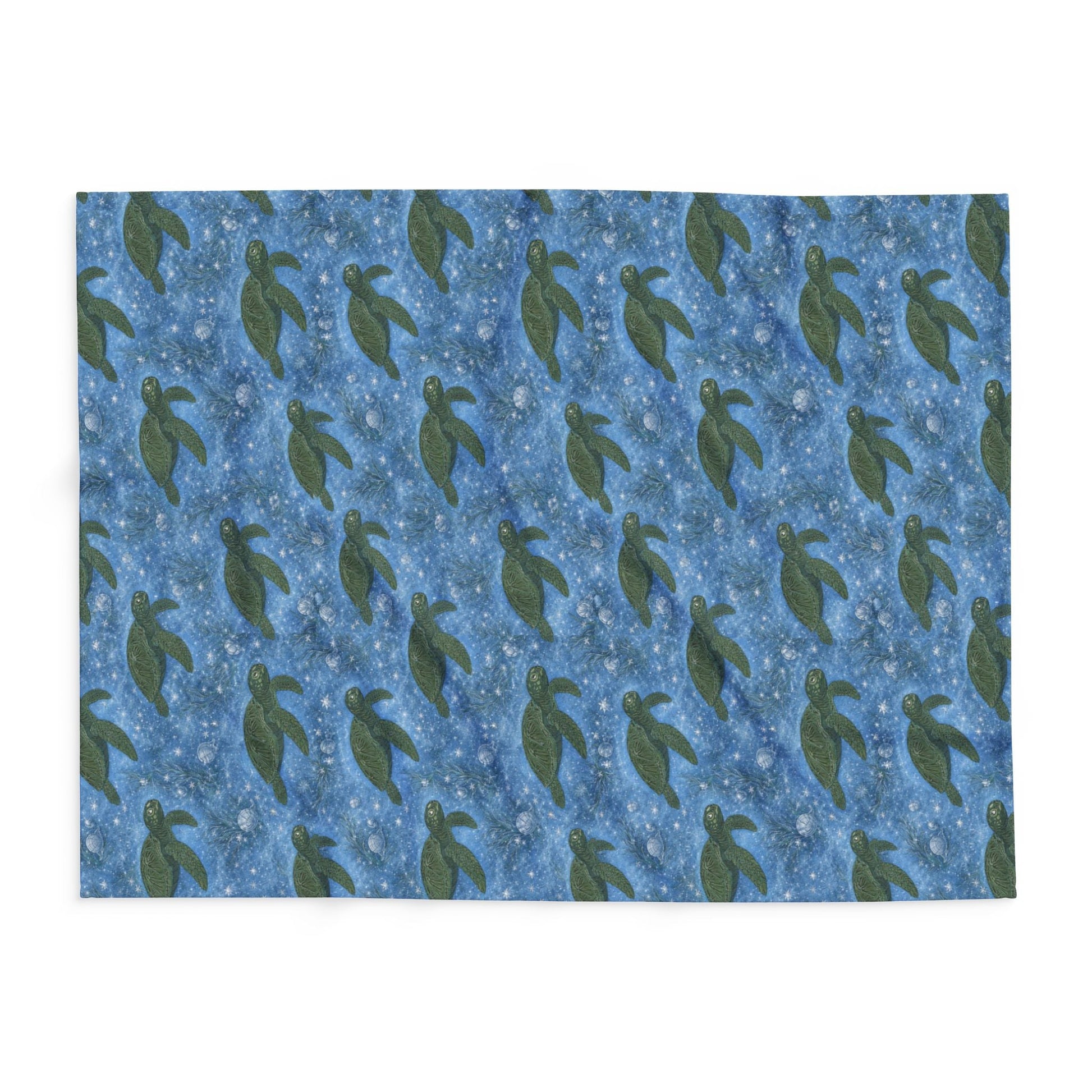Sea Turtle Fleece Blanket — Ocean Blue Cozy Throw for Beach Lovers & Gifts - Atlas of Imaginary Worlds