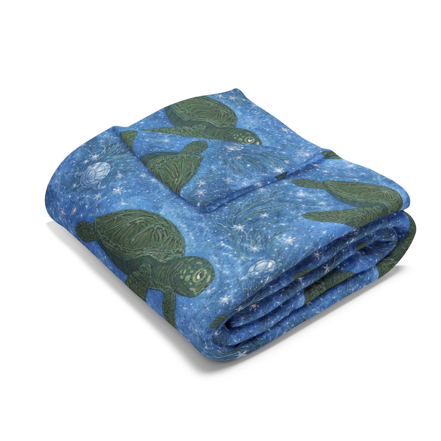 Sea Turtle Fleece Blanket — Ocean Blue Cozy Throw for Beach Lovers & Gifts - Atlas of Imaginary Worlds