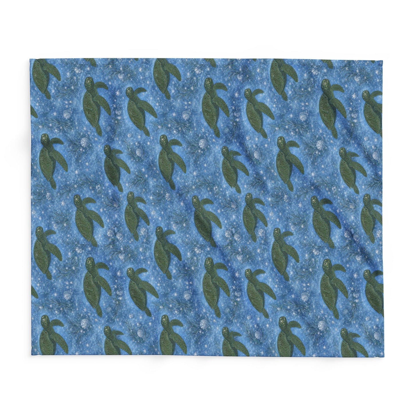 Sea Turtle Fleece Blanket — Ocean Blue Cozy Throw for Beach Lovers & Gifts - Atlas of Imaginary Worlds