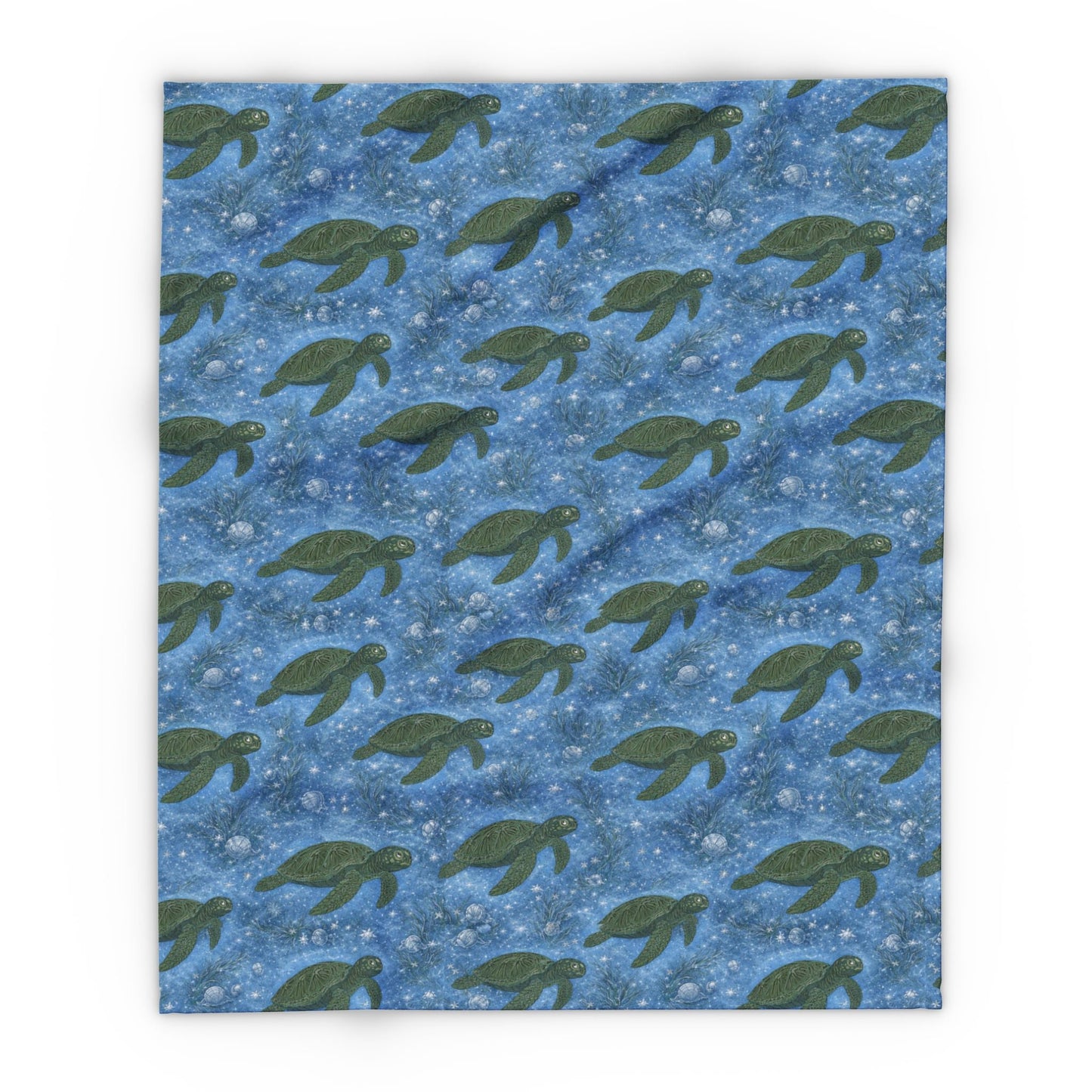 Sea Turtle Fleece Blanket — Ocean Blue Cozy Throw for Beach Lovers & Gifts - Atlas of Imaginary Worlds