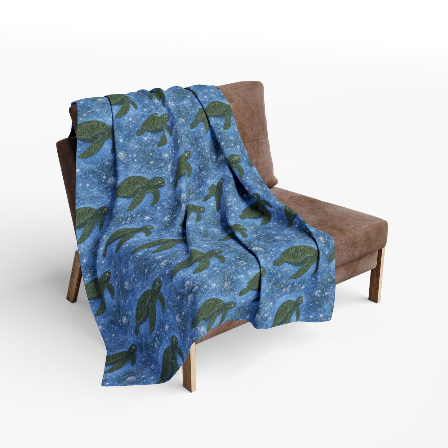 Sea Turtle Fleece Blanket — Ocean Blue Cozy Throw for Beach Lovers & Gifts - Atlas of Imaginary Worlds