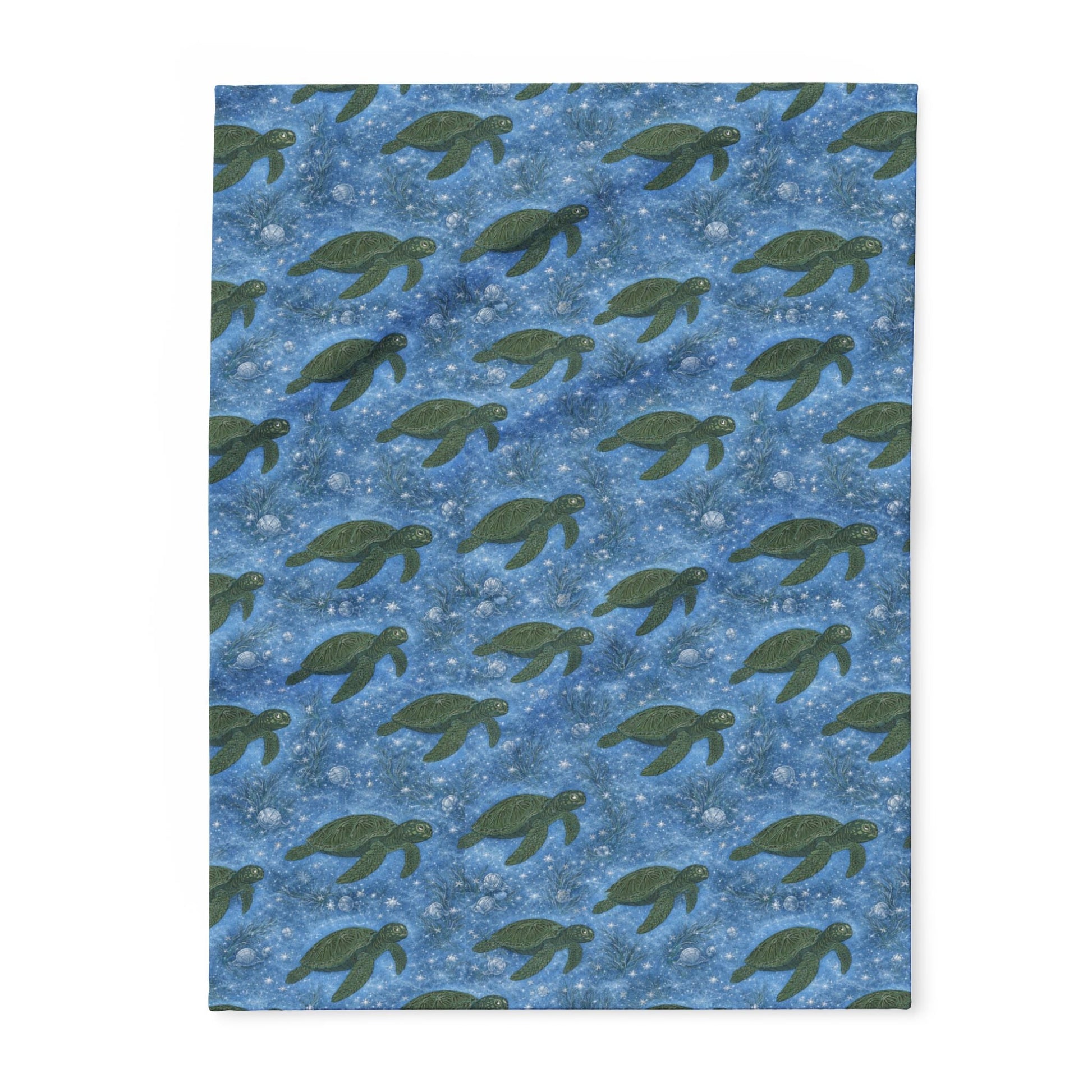Sea Turtle Fleece Blanket — Ocean Blue Cozy Throw for Beach Lovers & Gifts - Atlas of Imaginary Worlds
