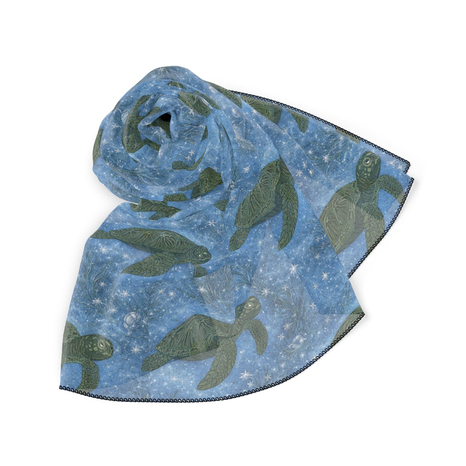 Sea Turtle Pattern Scarf — Blue Ocean Swim Marine Wildlife Fashion Accessory - Atlas of Imaginary Worlds