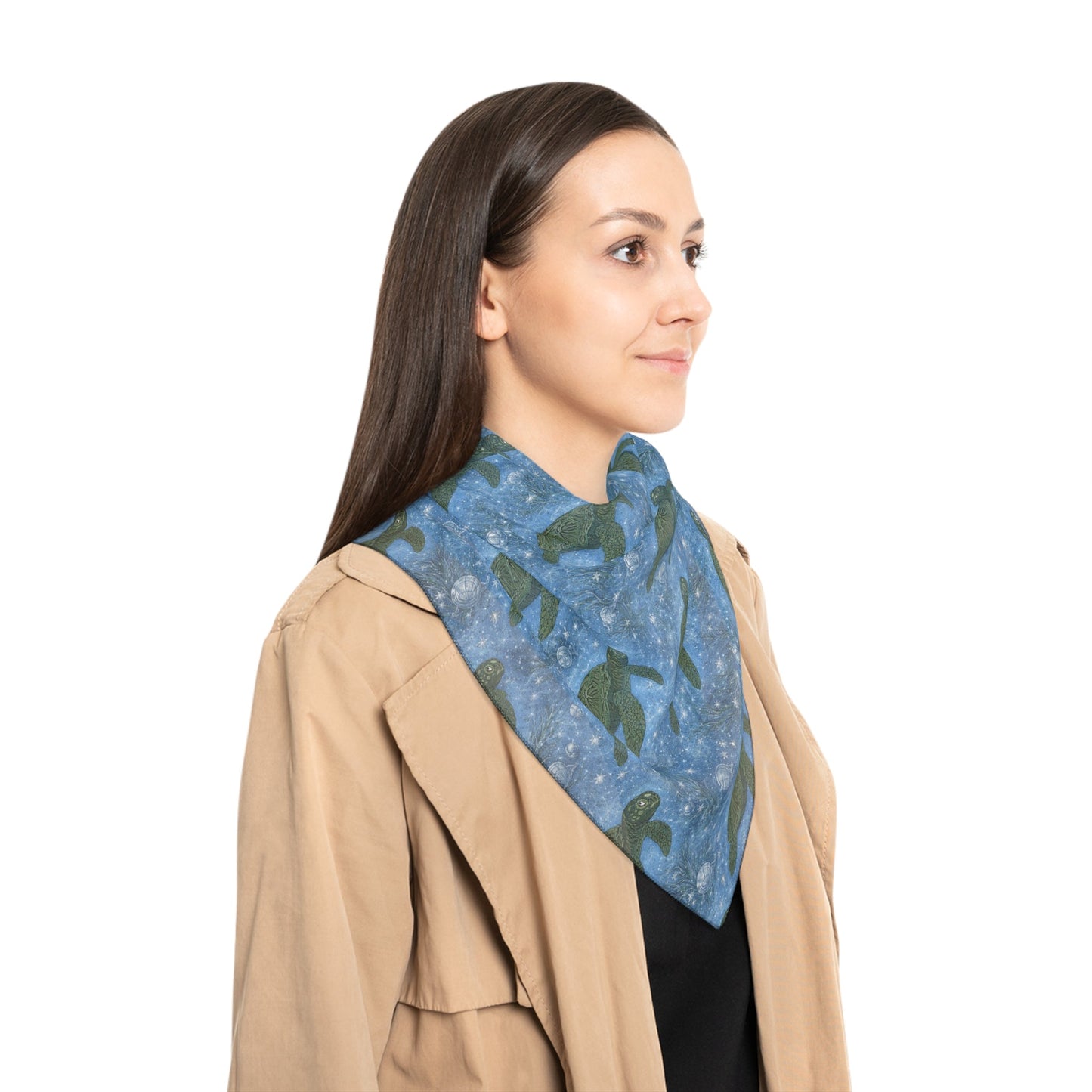 Sea Turtle Pattern Scarf — Blue Ocean Swim Marine Wildlife Fashion Accessory - Atlas of Imaginary Worlds