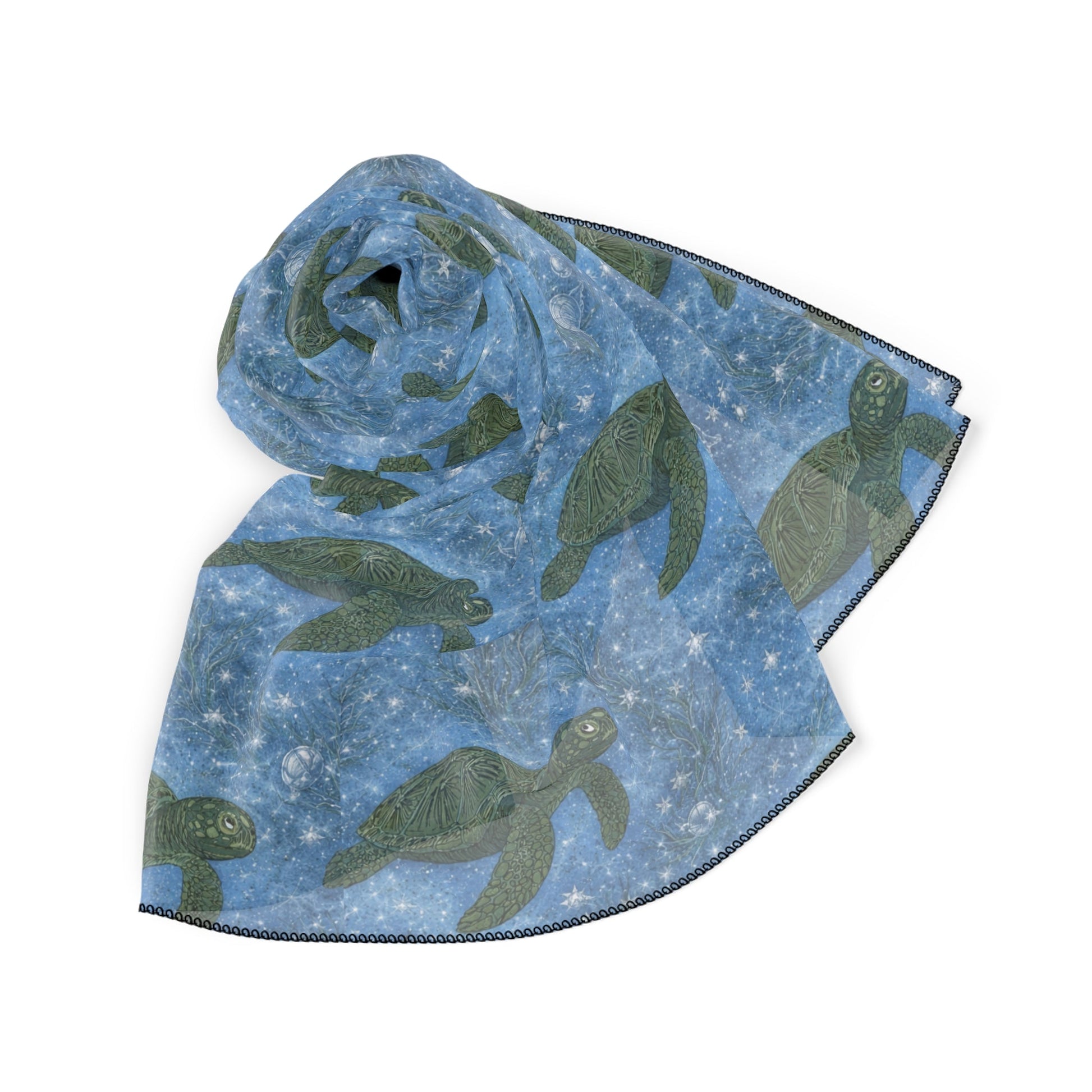 Sea Turtle Pattern Scarf — Blue Ocean Swim Marine Wildlife Fashion Accessory - Atlas of Imaginary Worlds