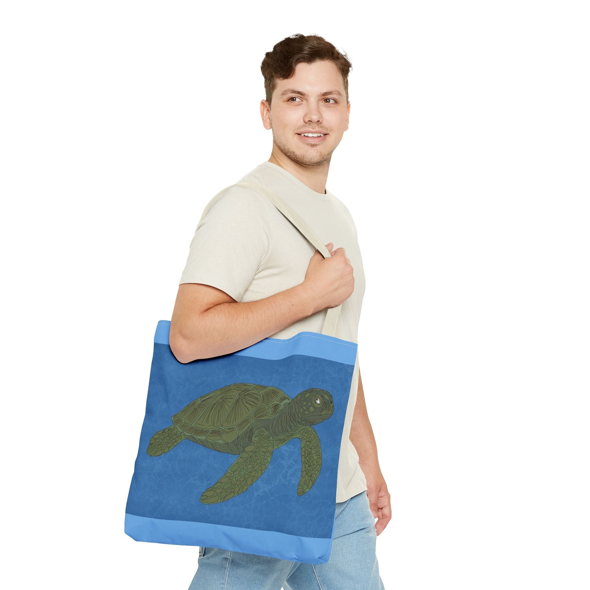 Sea Turtle Tote Bag — Ocean Blue AOP Beach Shopper - Atlas of Imaginary Worlds