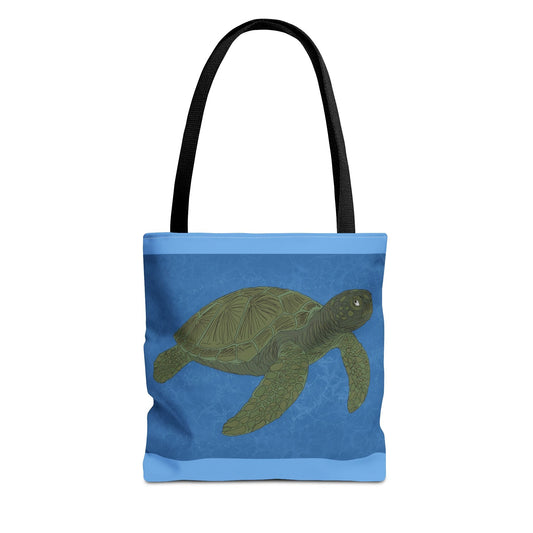 Sea Turtle Tote Bag — Ocean Blue AOP Beach Shopper - Atlas of Imaginary Worlds