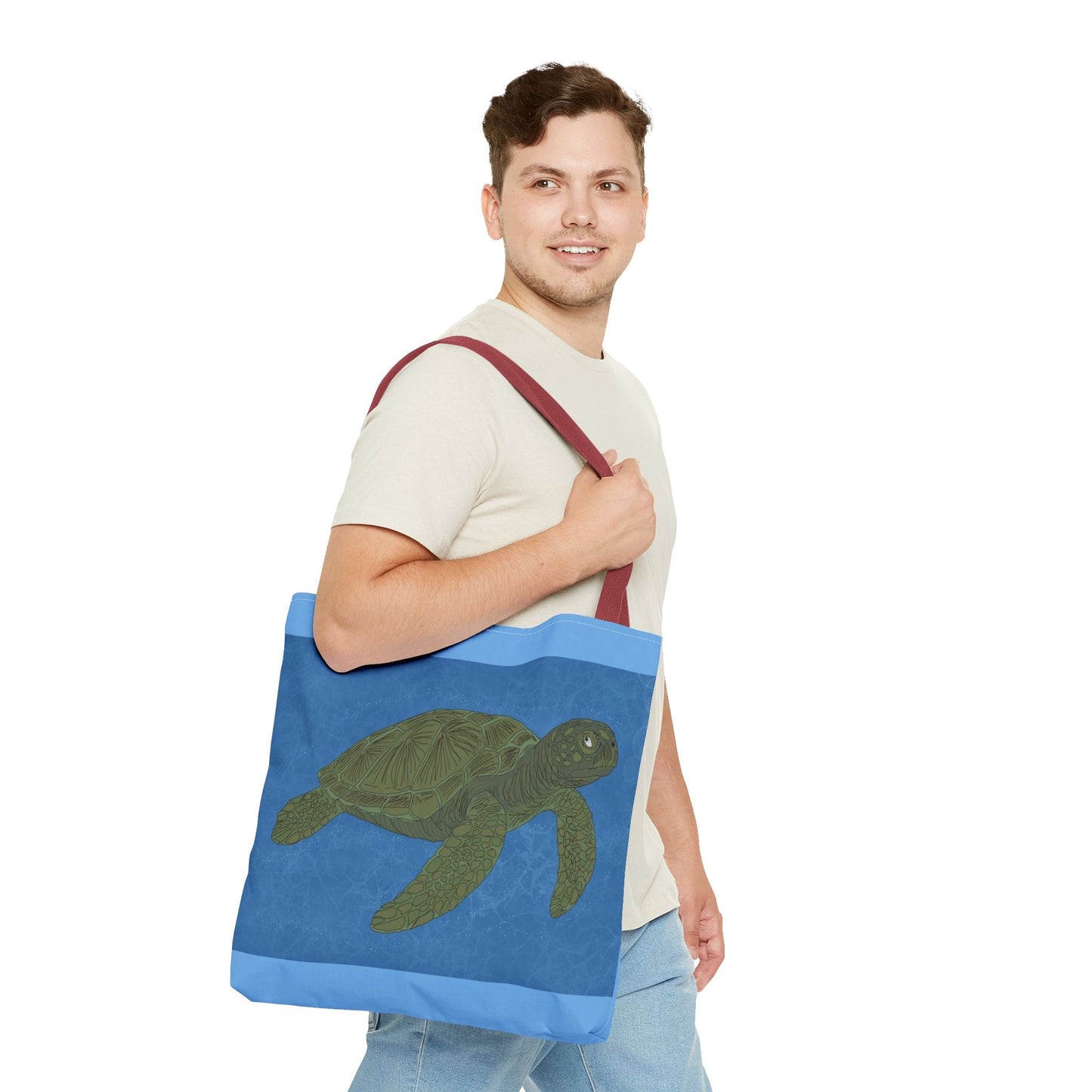 Sea Turtle Tote Bag — Ocean Blue AOP Beach Shopper - Atlas of Imaginary Worlds