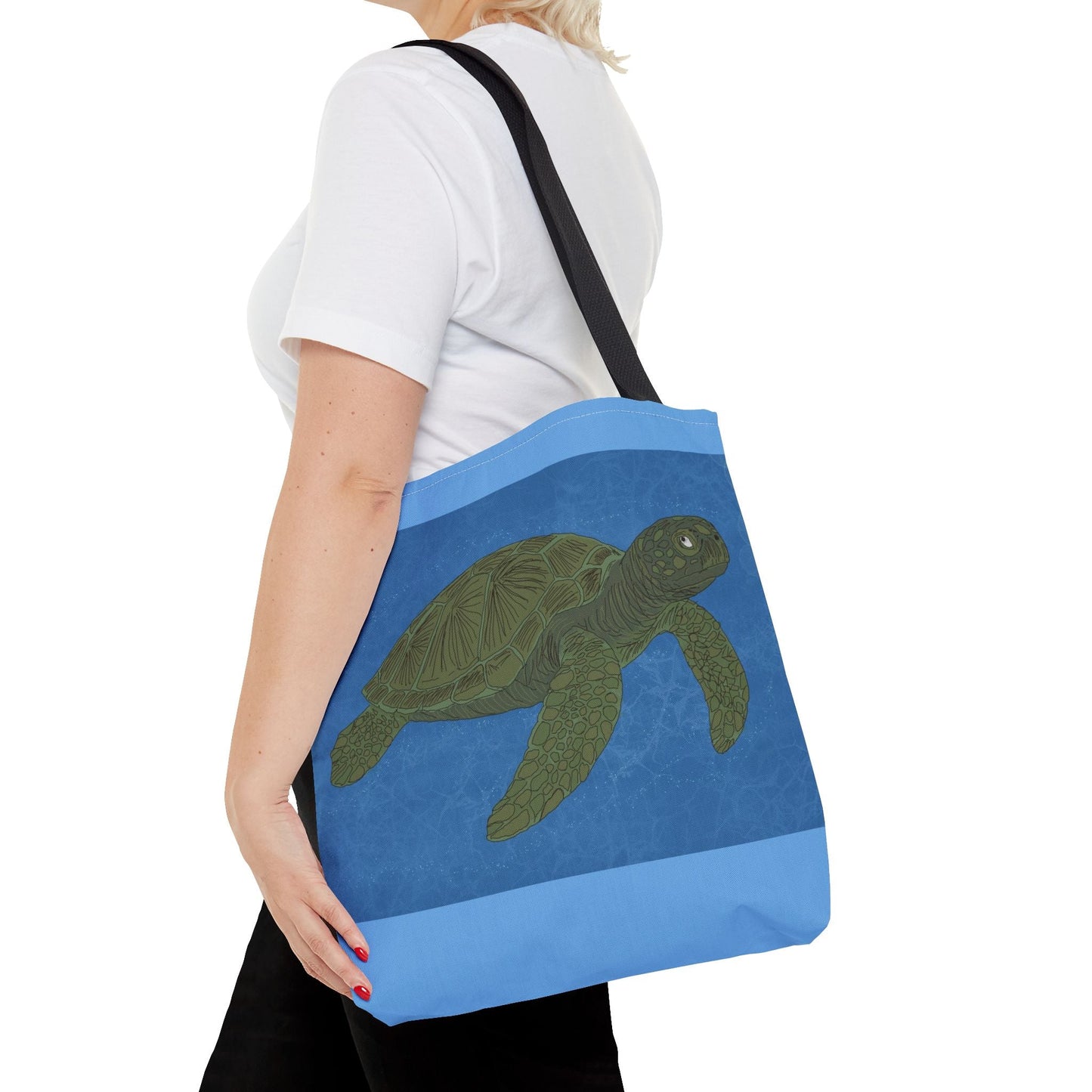 Sea Turtle Tote Bag — Ocean Blue AOP Beach Shopper - Atlas of Imaginary Worlds