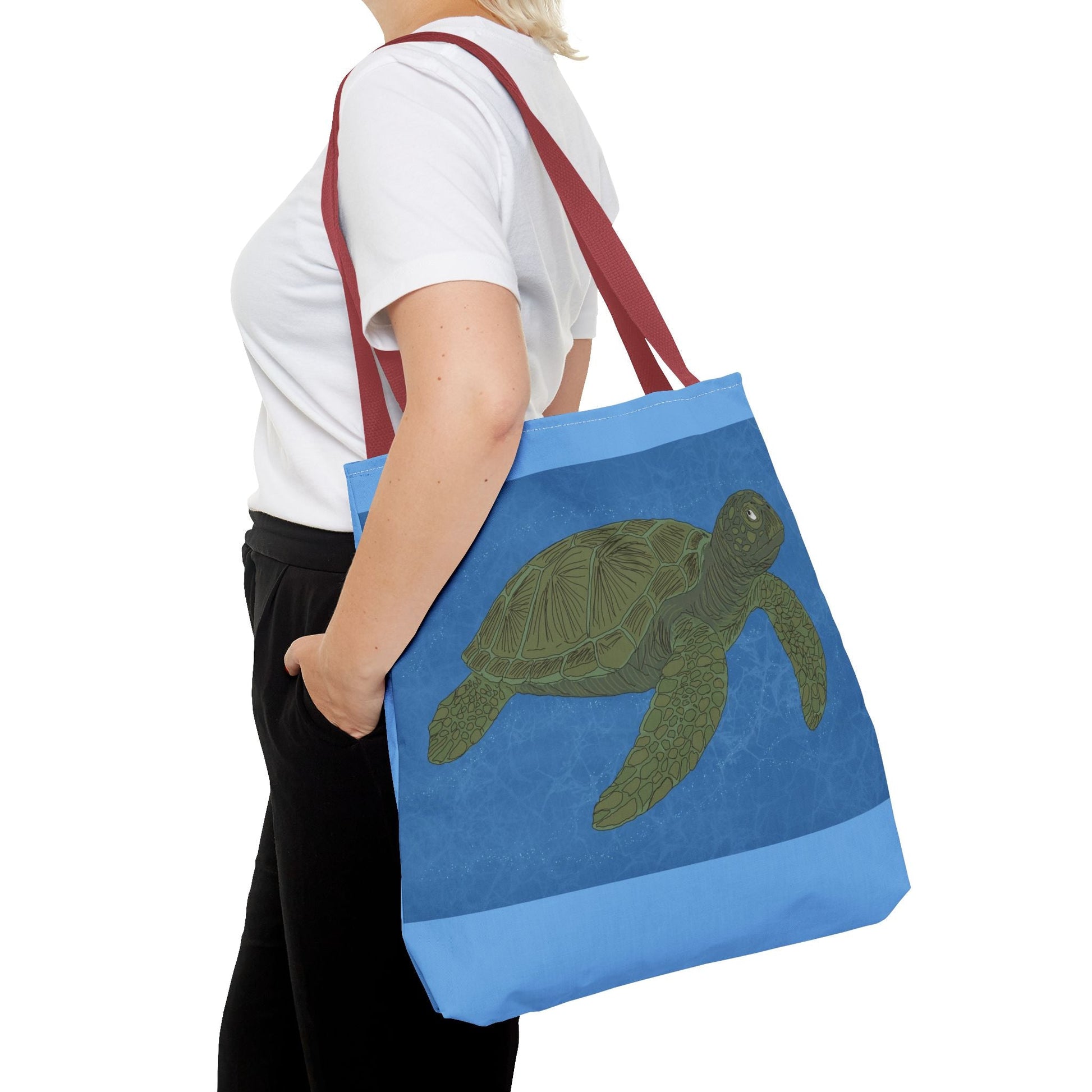 Sea Turtle Tote Bag — Ocean Blue AOP Beach Shopper - Atlas of Imaginary Worlds