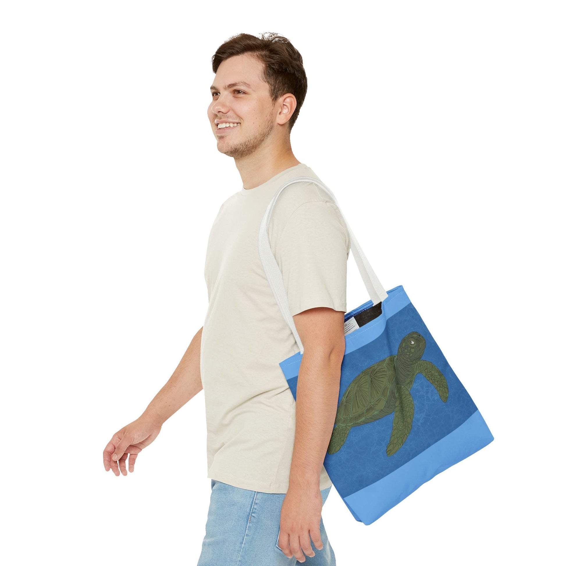 Sea Turtle Tote Bag — Ocean Blue AOP Beach Shopper - Atlas of Imaginary Worlds